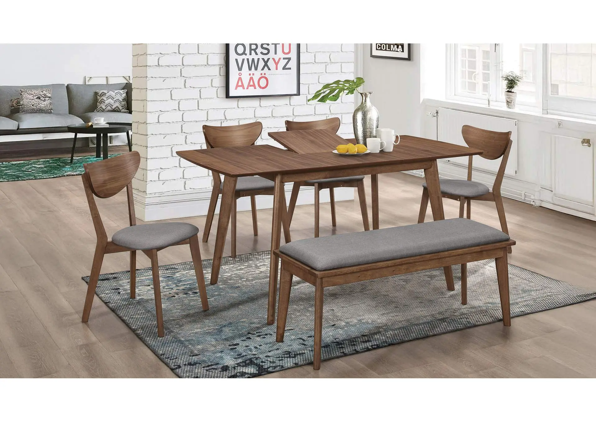 Alfredo 6-piece Butterfly Leaf Dining Set Natural Walnut