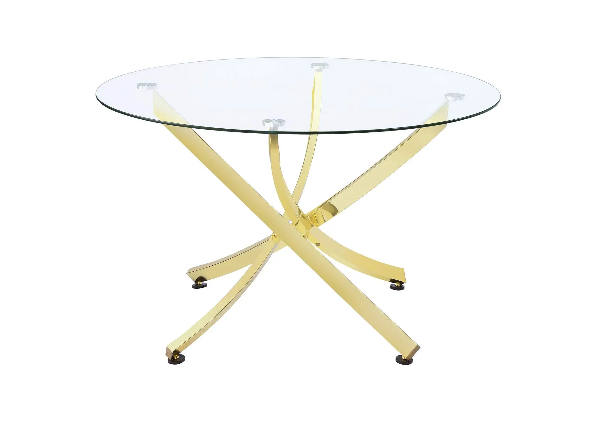 Beckham Round 46-inch Glass Top Dining Table Brass