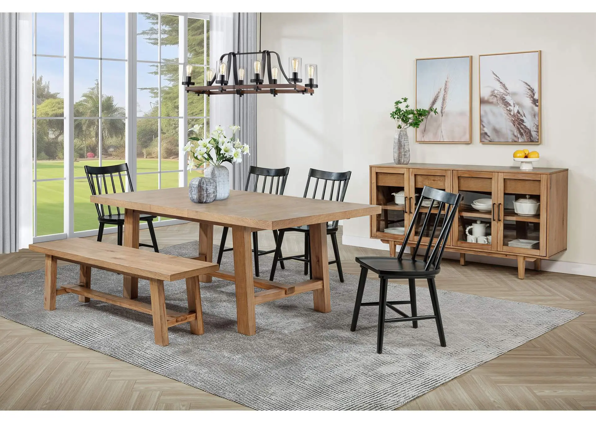 Middleton 6-piece Extension Leaf Dining Set Brown and Black