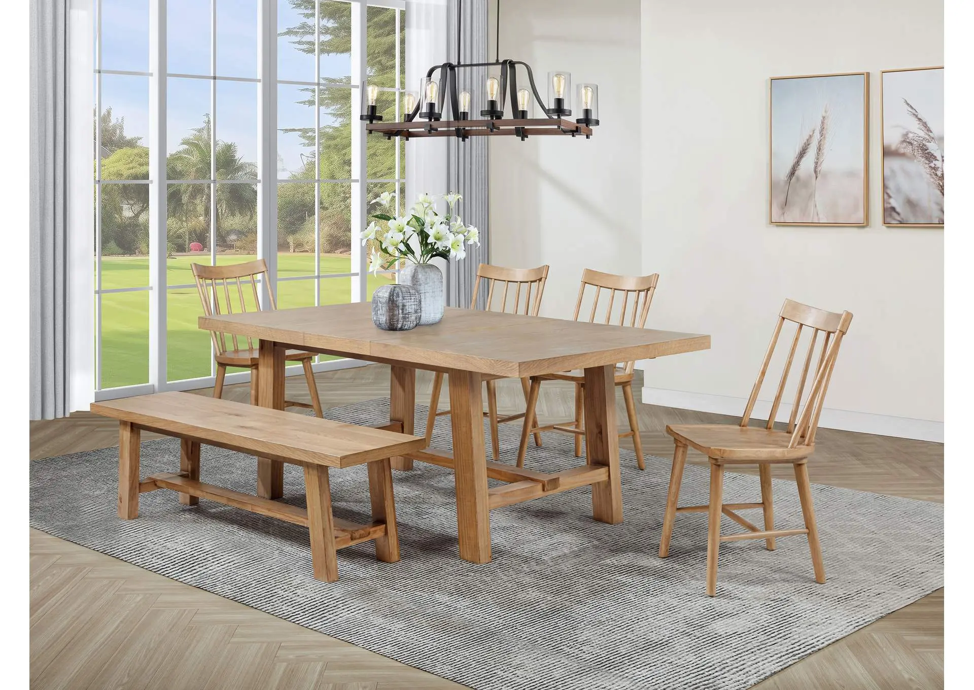 Middleton 6-piece Extension Leaf Dining Set Natural Brown