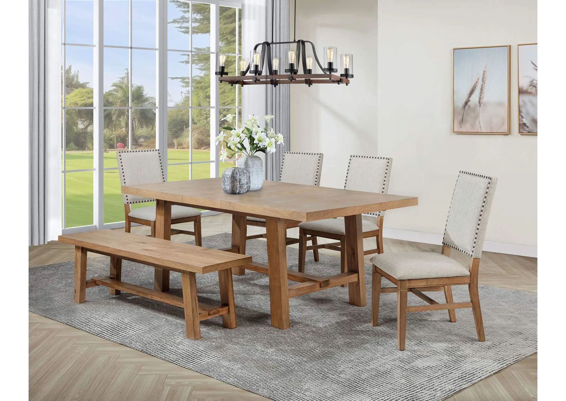 Middleton 6-piece Extension Leaf Dining Set Brown and Beige