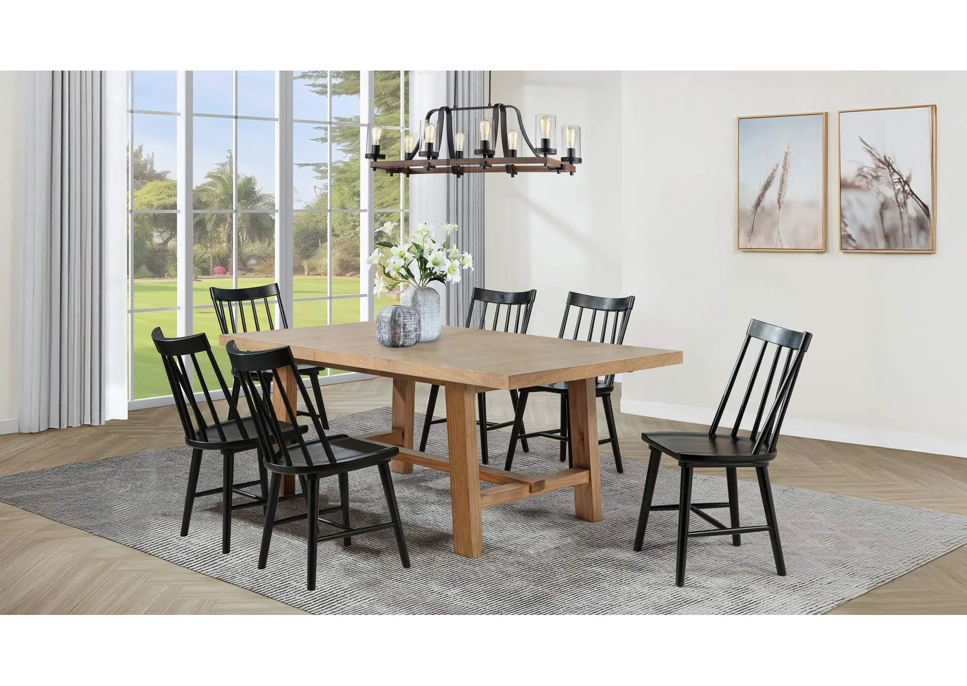 Middleton 7-piece Extension Leaf Dining Set Brown and Black