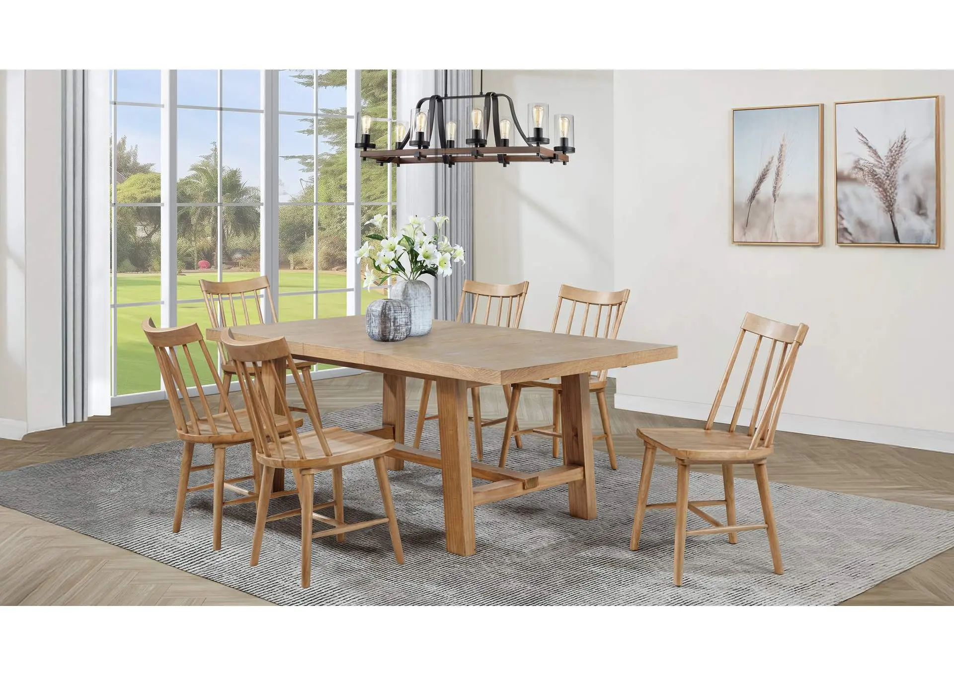 Middleton 7-piece Extension Leaf Dining Set Natural Brown