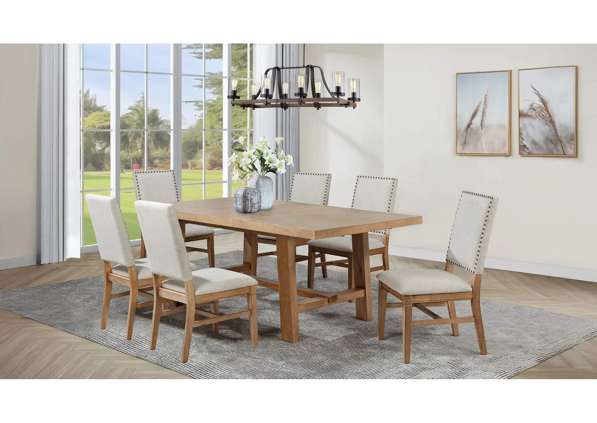 Middleton 7-piece Extension Leaf Dining Set Brown and Beige