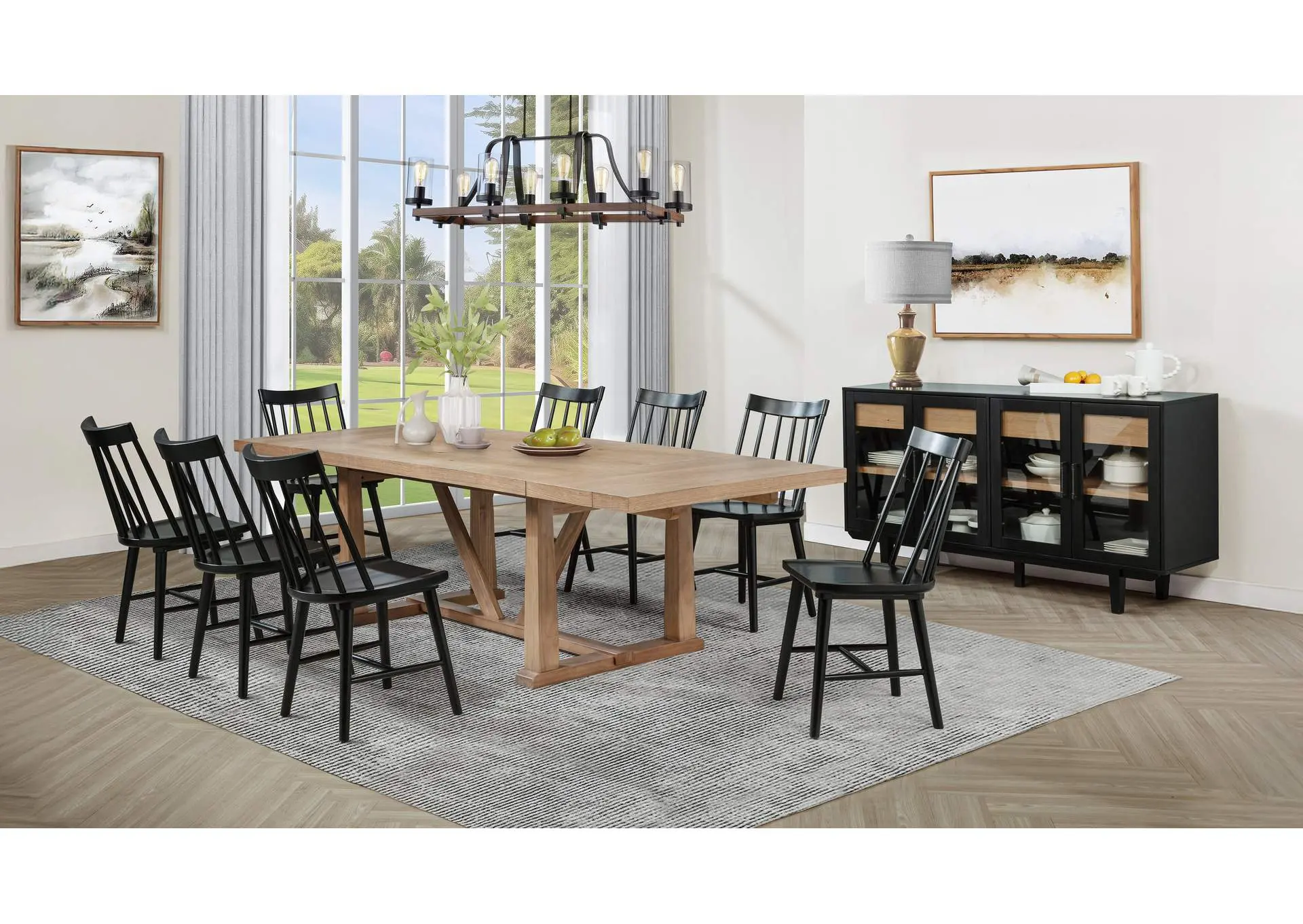 Middleton 10-piece Extension Leaf Dining Set Natural Brown and Black