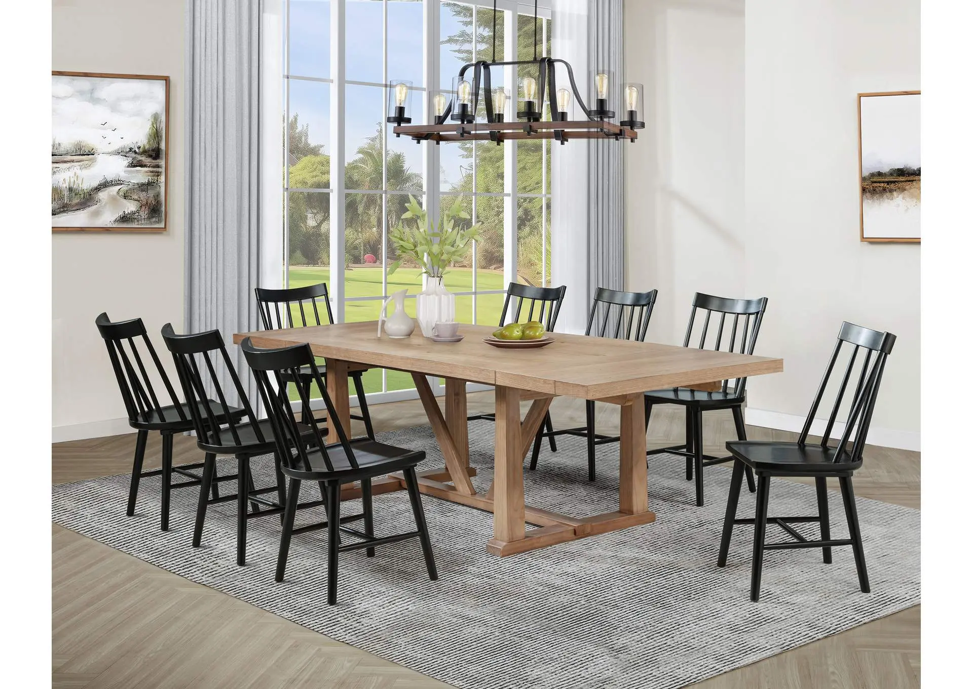 Middleton 9-piece Extension Leaf Dining Set Brown and Black