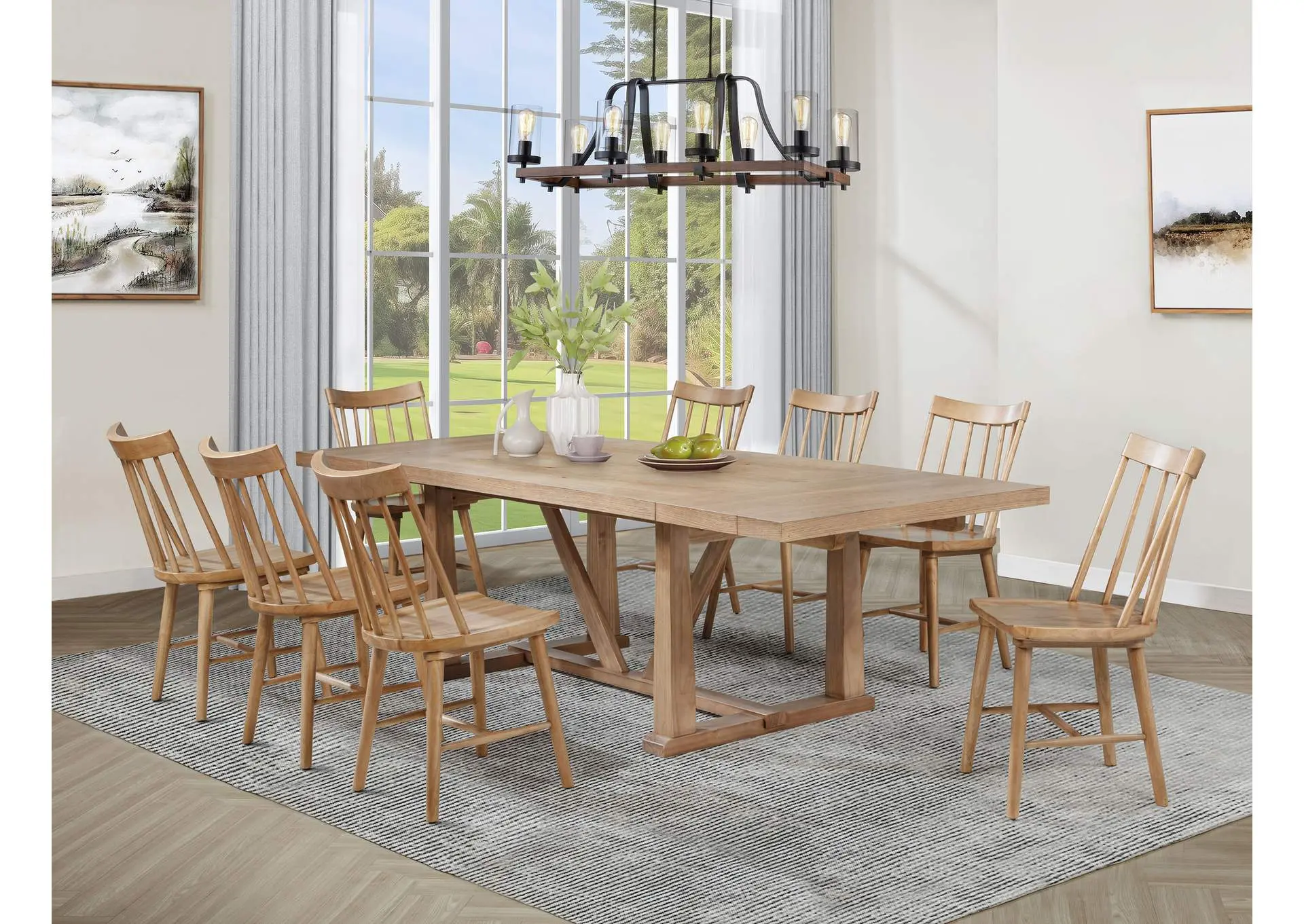 Middleton 9-piece Extension Leaf Dining Set Natural Brown