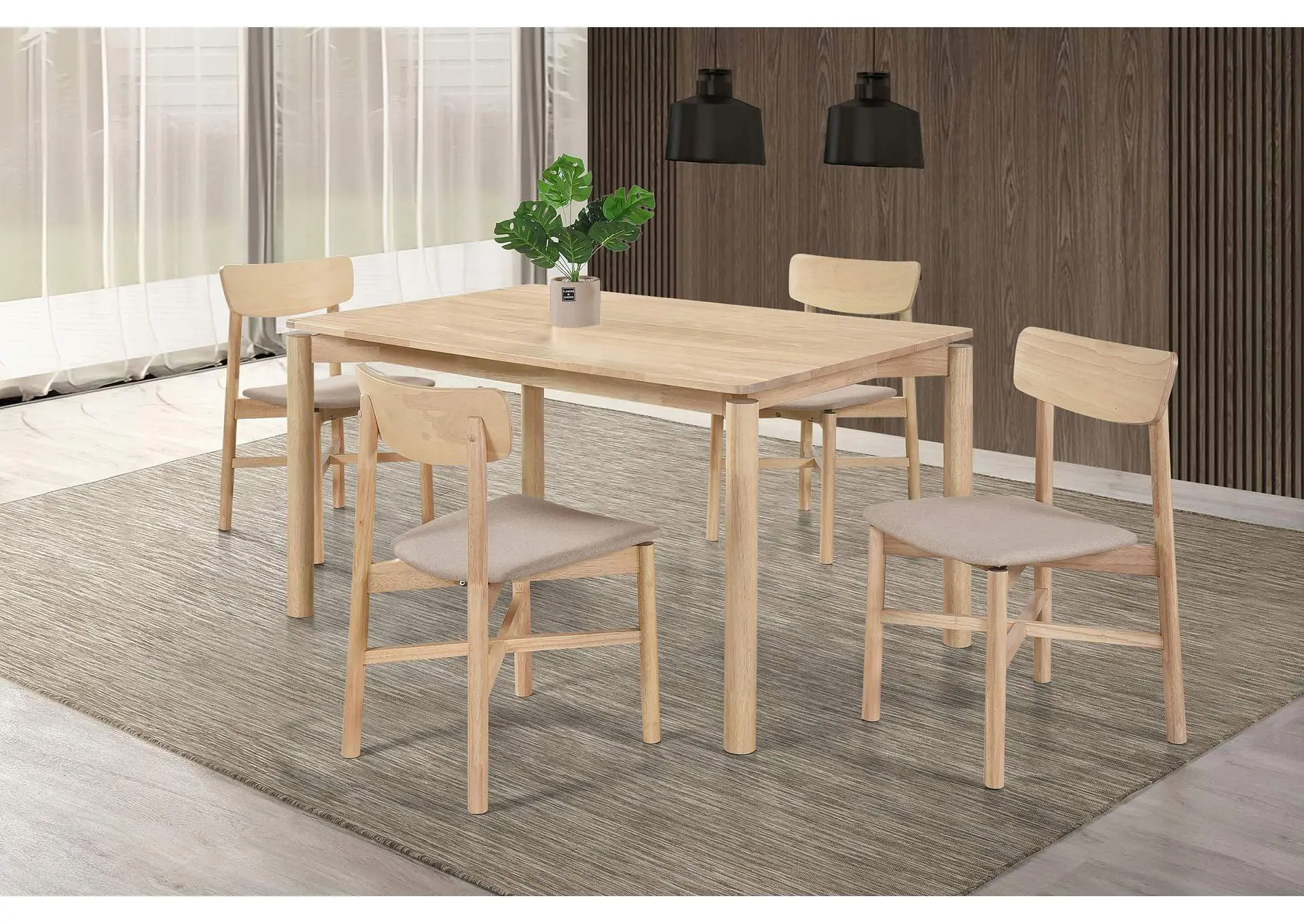 Parkridge 5-piece 59-inch Wood Dining Set White Washed