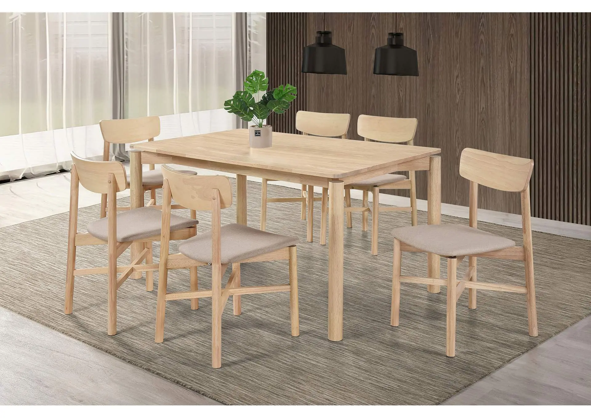 Parkridge 7-piece 59-inch Wood Dining Set White Washed