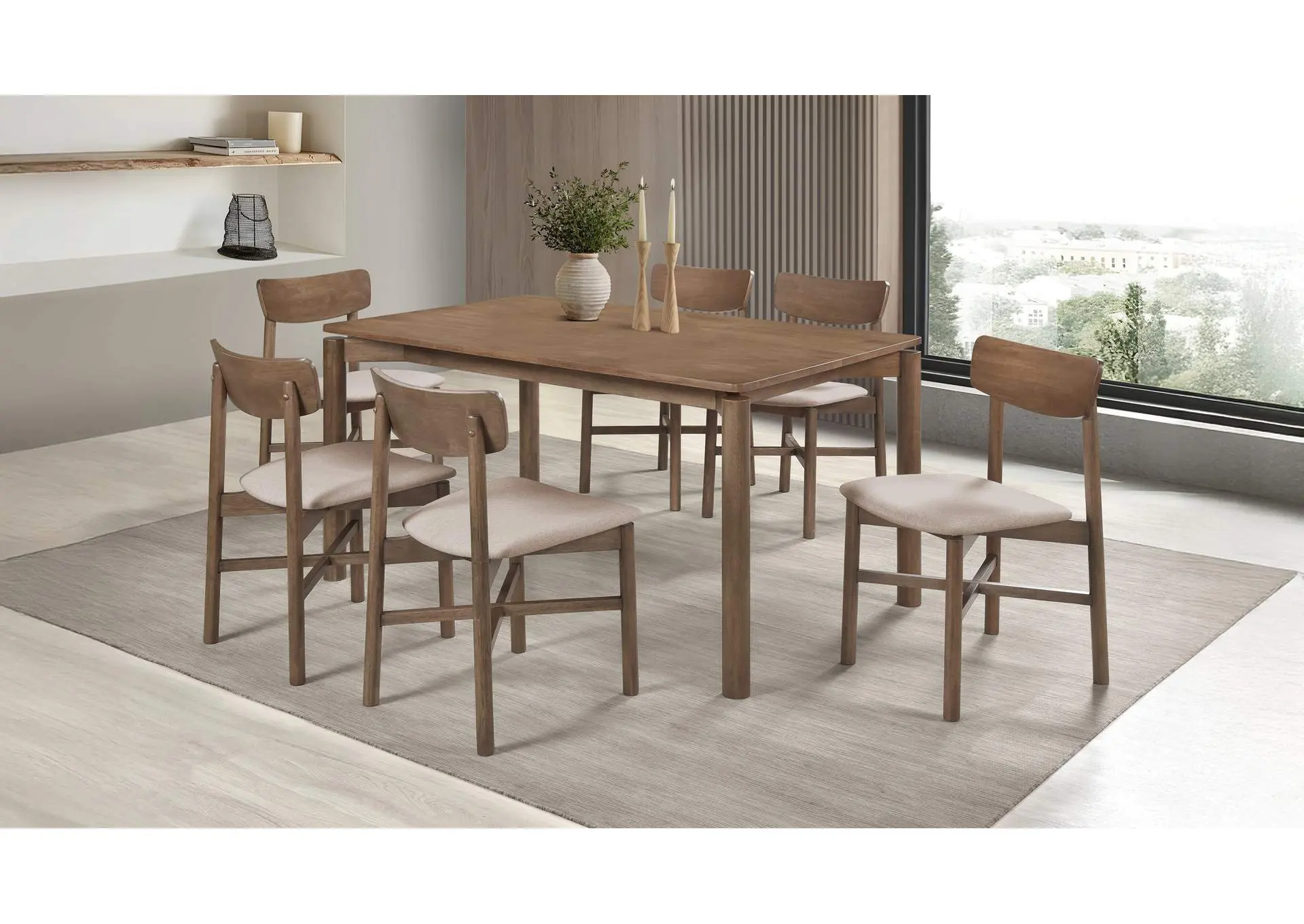 Parkridge 7-piece 59-inch Wood Dining Set Natural Walnut