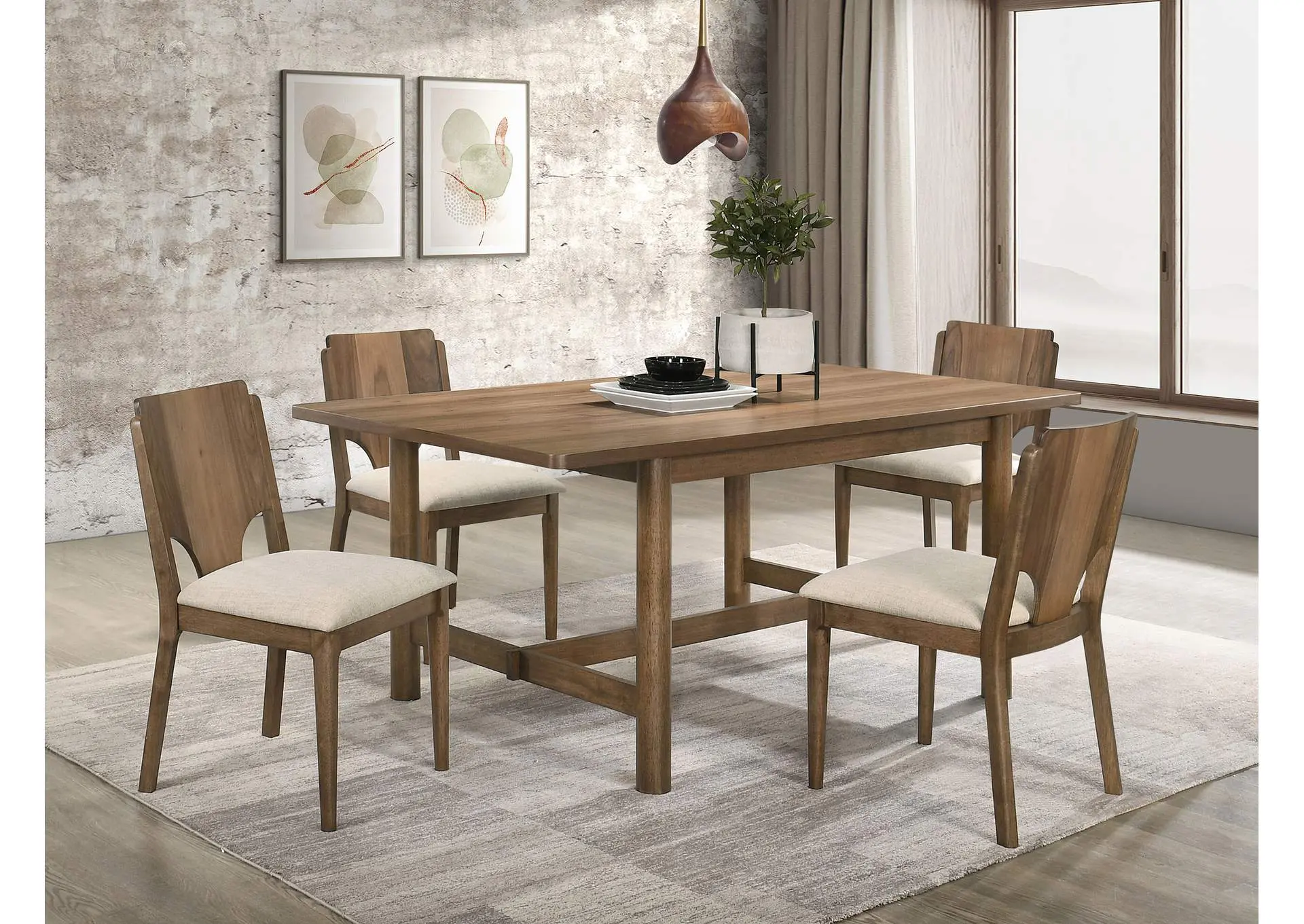 Crestmore 5-piece Rectangular Dining Table Set Walnut