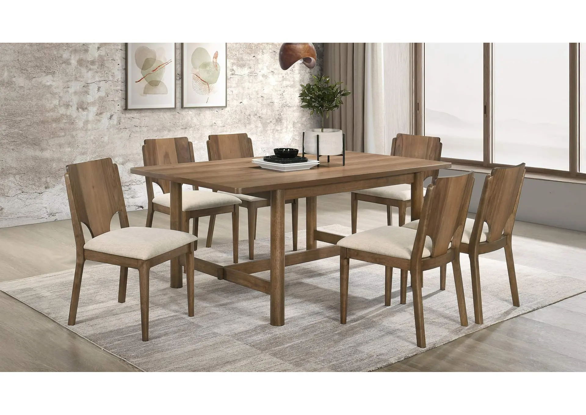 Crestmore 7-piece Rectangular Dining Table Set Walnut