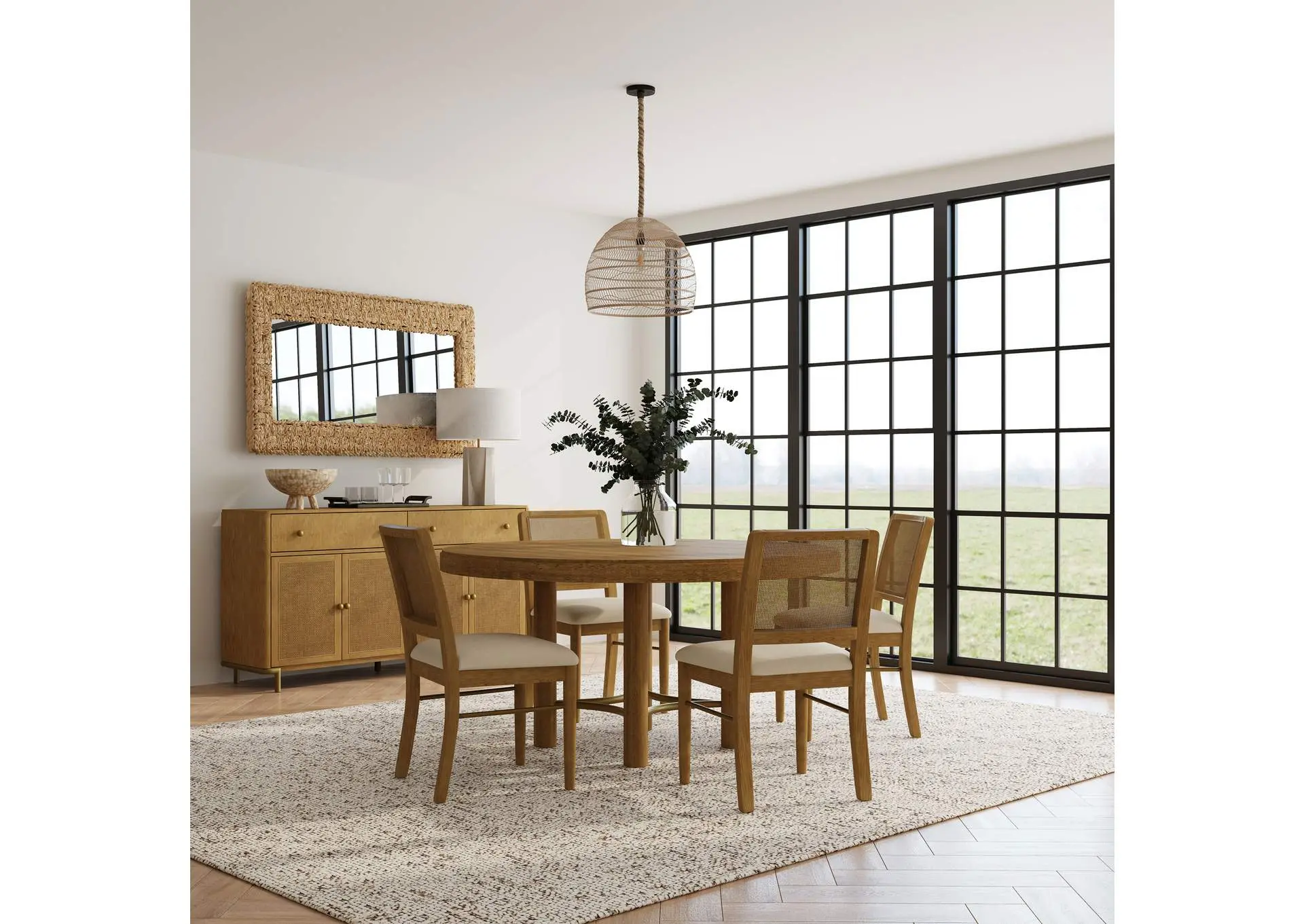 Arini 5-piece Round Dining Room Table Set Sand Wash