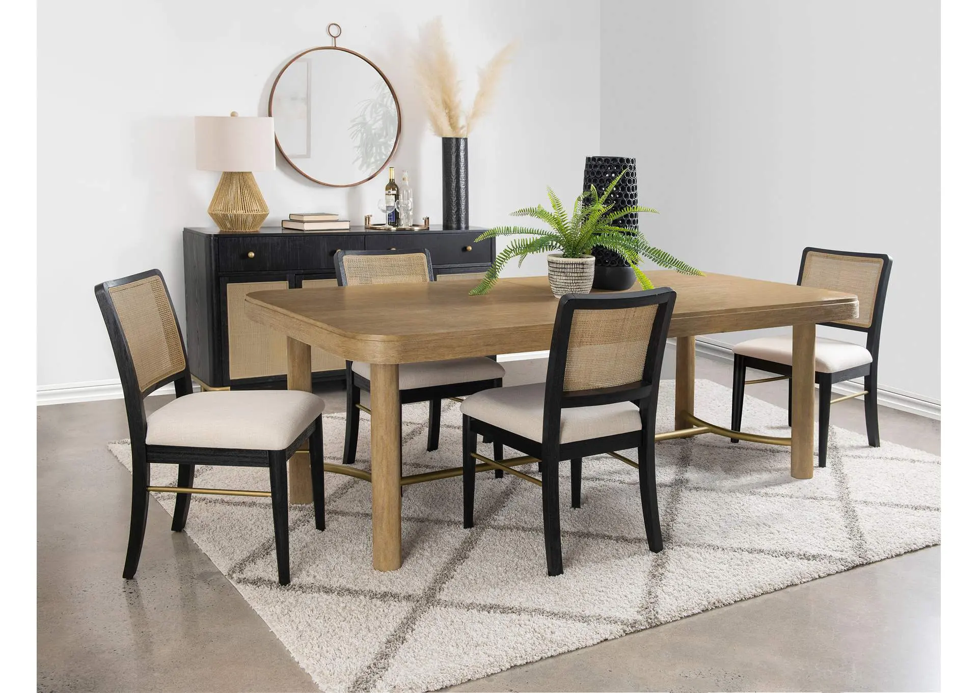 Arini 5-piece Extension Leaf Dining Table Set Sand Wash and Black