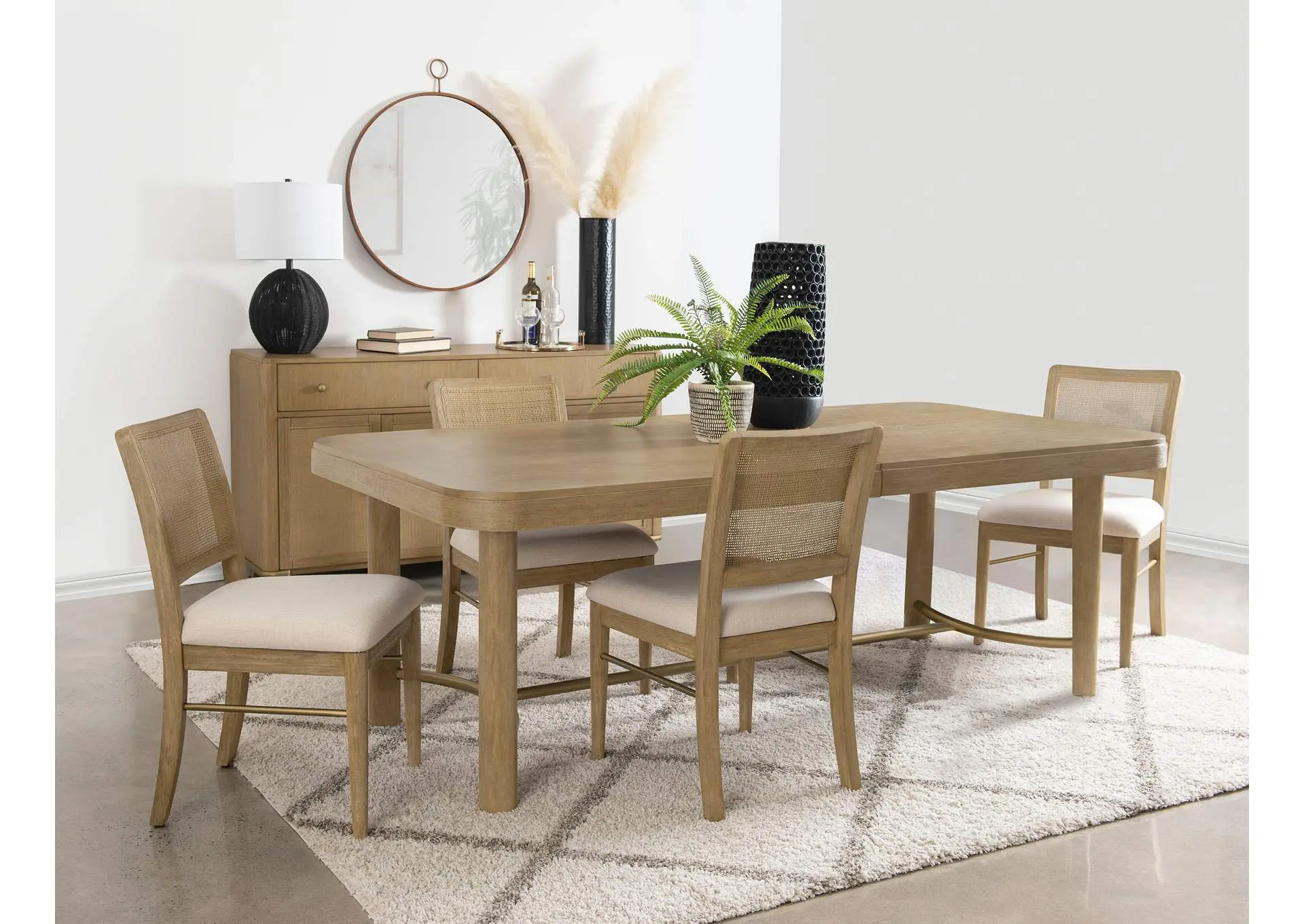 Arini 5-piece Extension Leaf Dining Table Set Sand Wash
