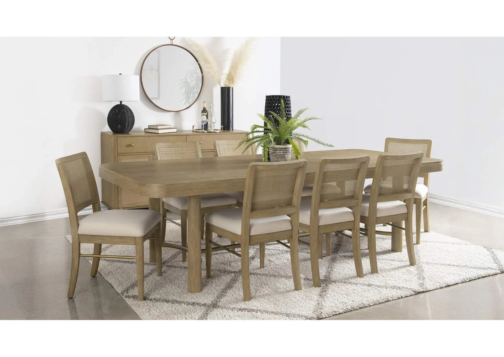 Arini 9-piece Extension Leaf Dining Table Set Sand Wash