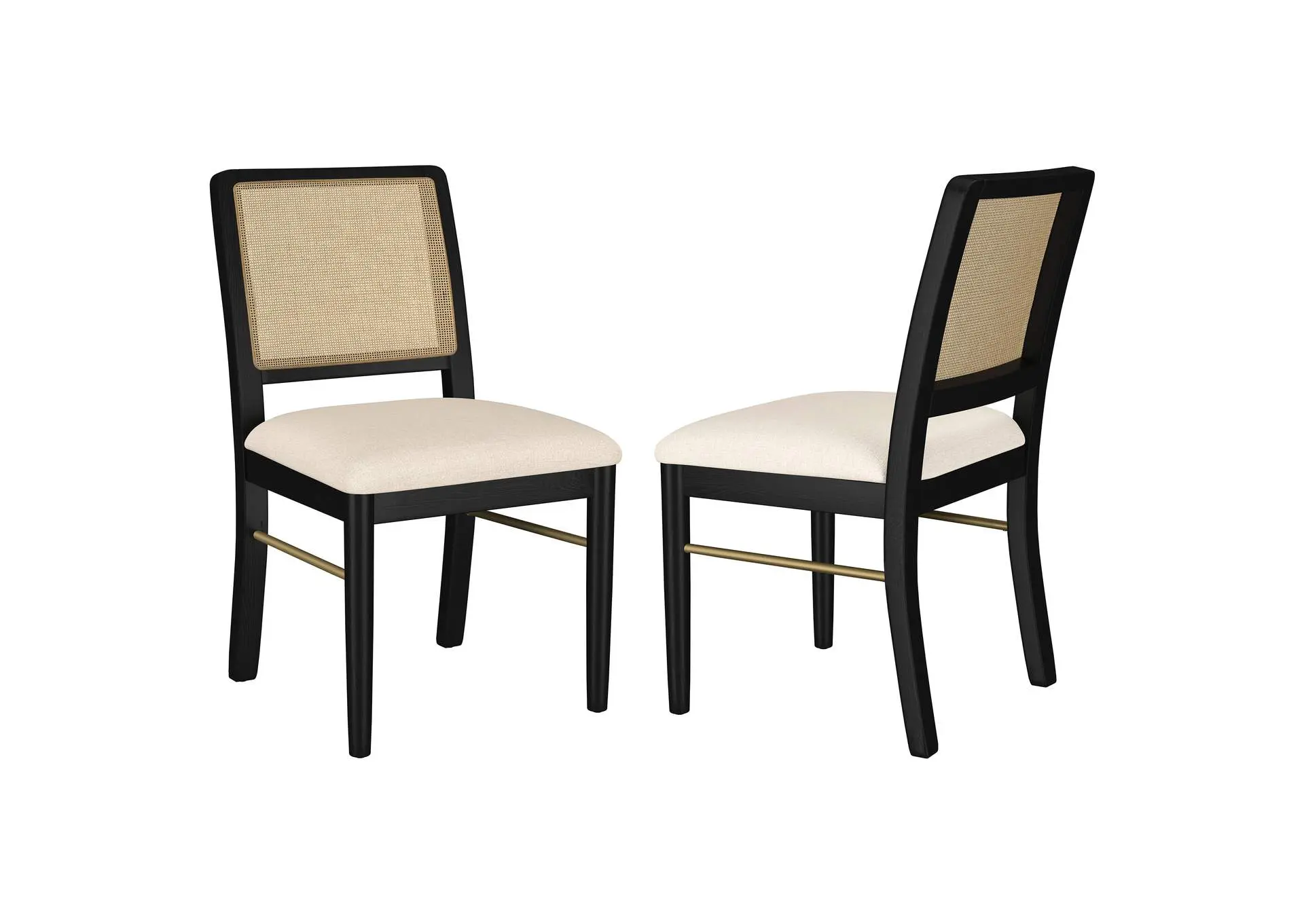 Arini Rattan Cane Dining Side Chair Black (Set of 2)