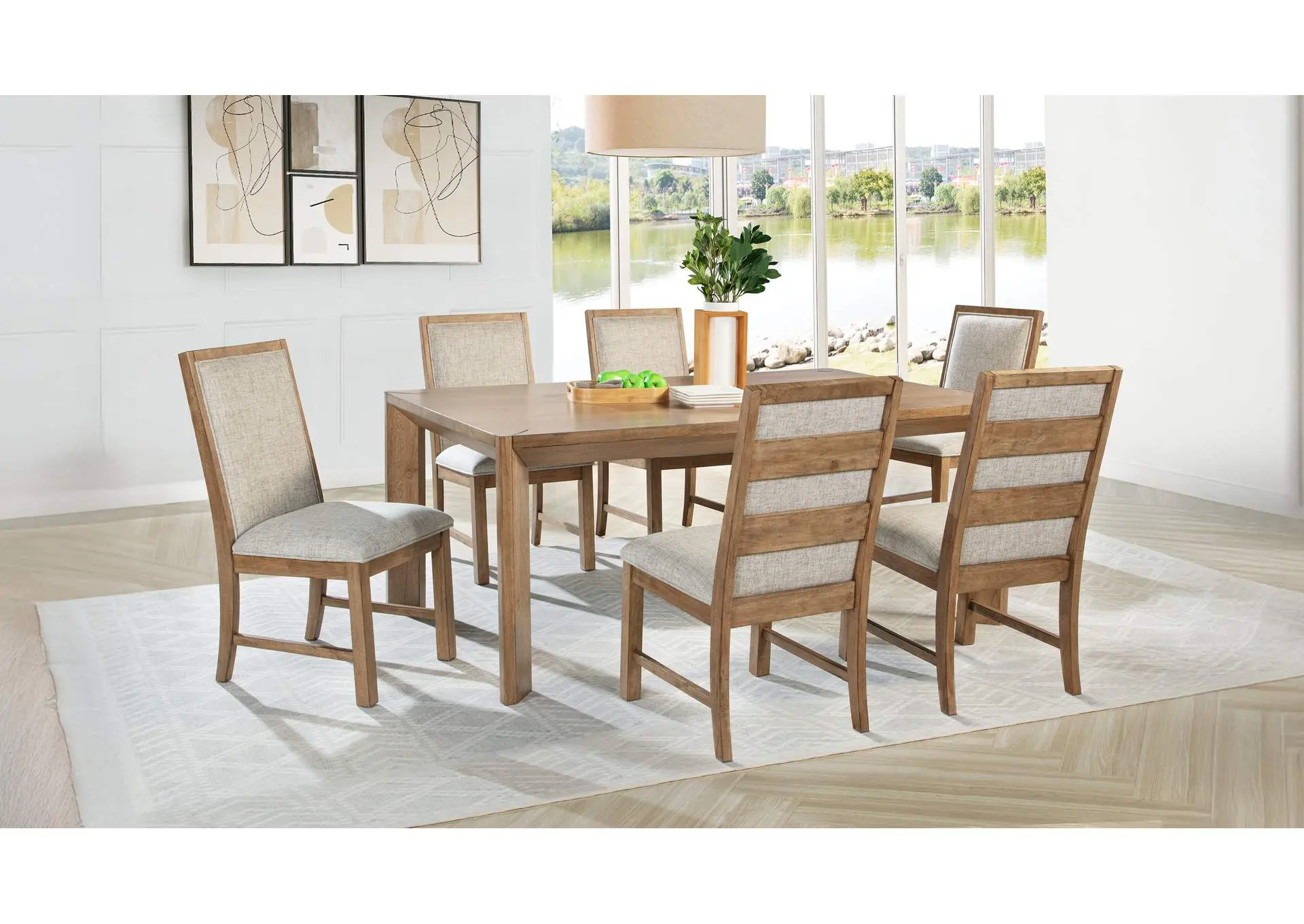 Bruner 7-piece 72-inch Rectangular Dining Set Natural Brown