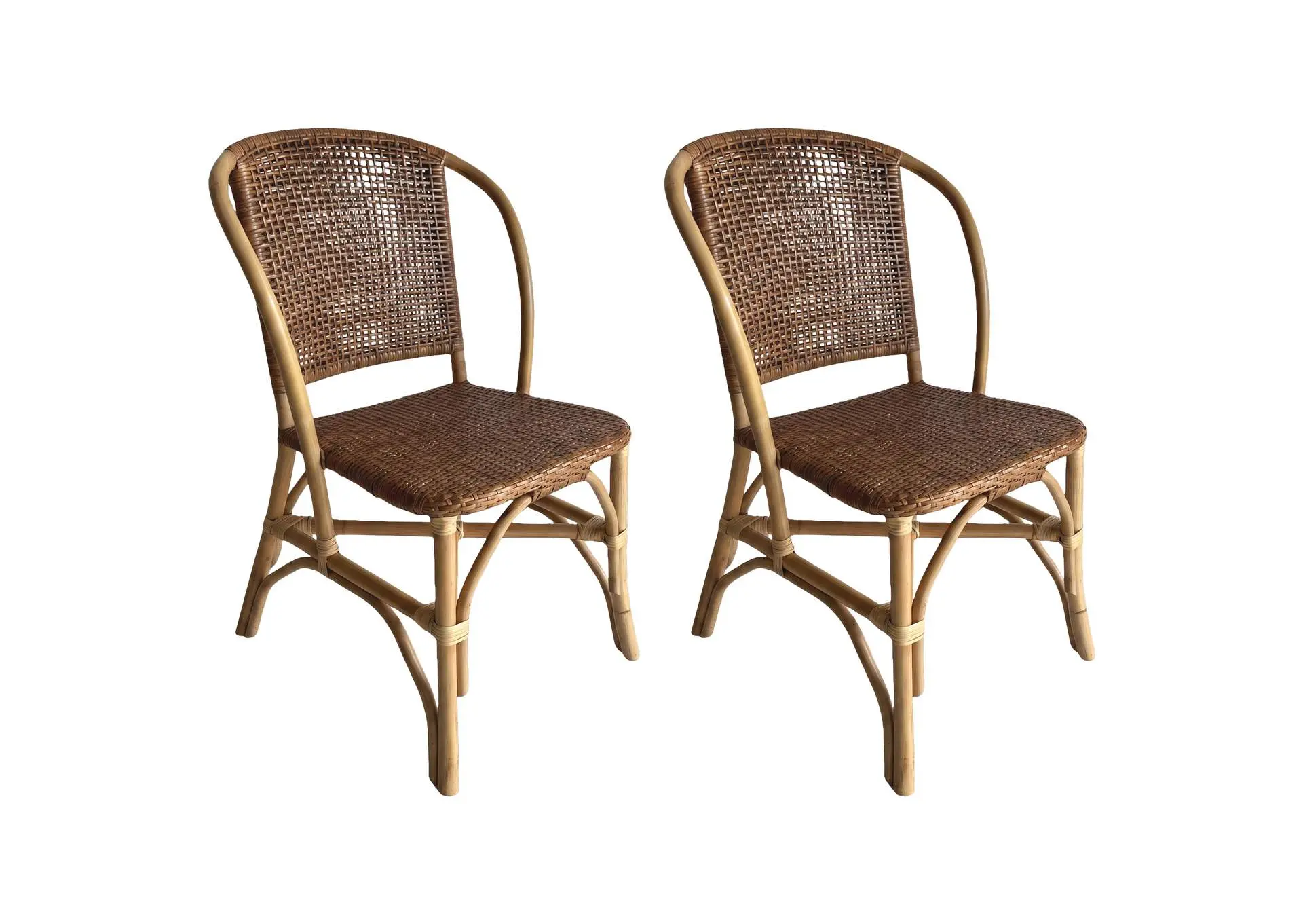 Lexley Woven Rattan Dining Side Chair Brown (Set of 2)