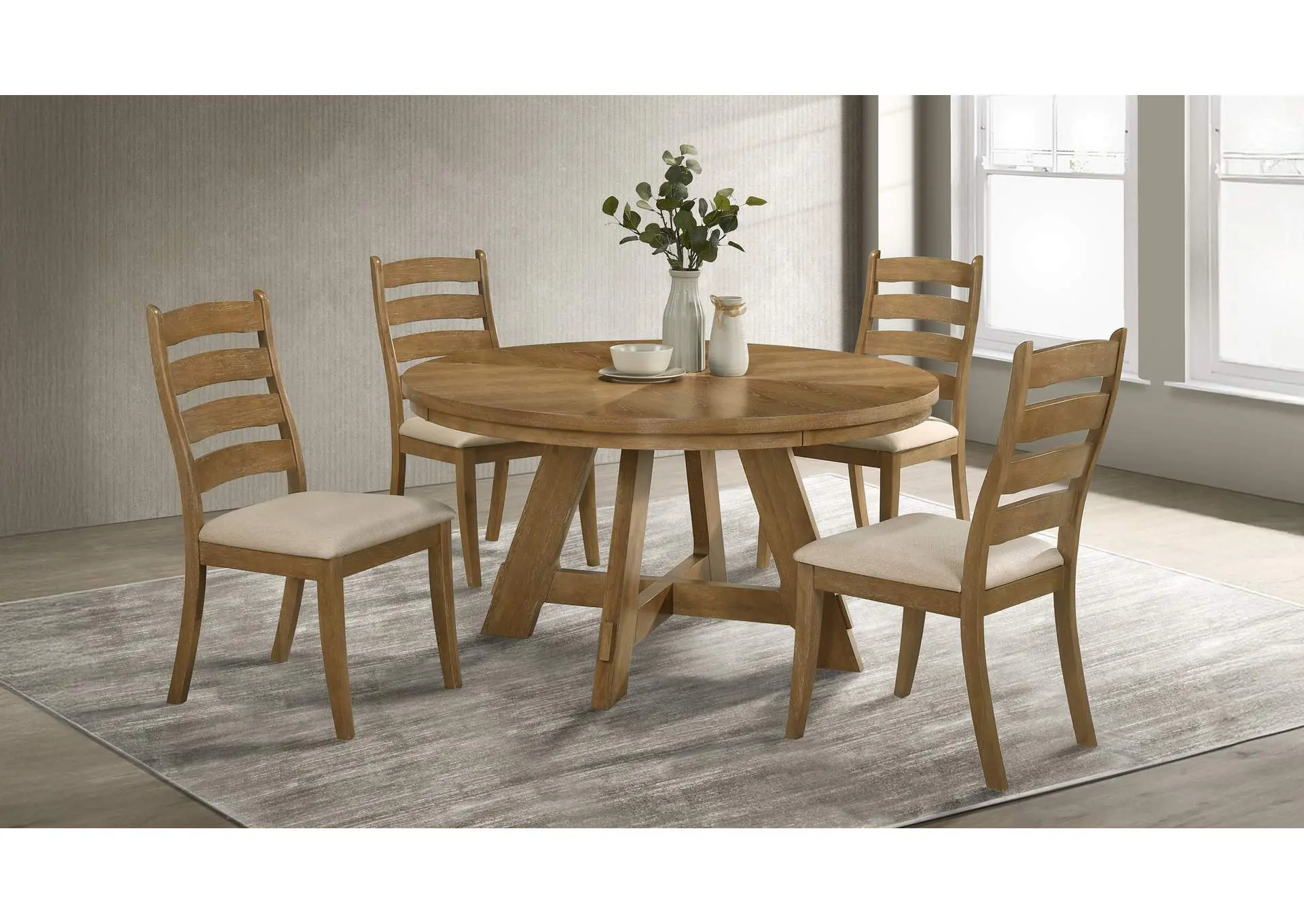 Danvers 5-piece Dining Table Set Brown Oak and Latte