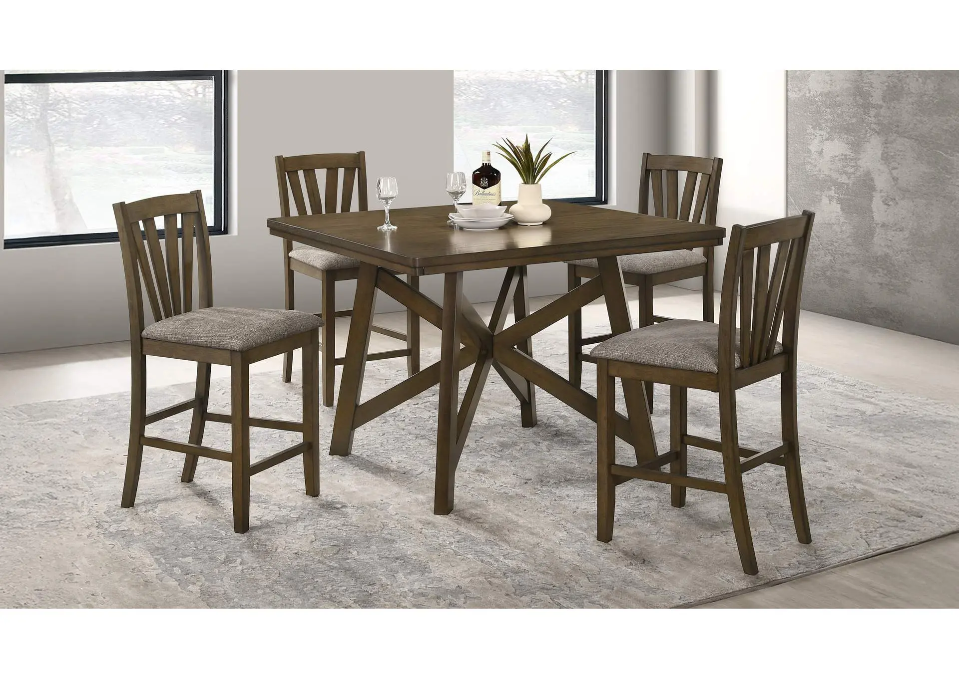 Canfield 5-piece 47-inch Counter Height Dining Set Brown