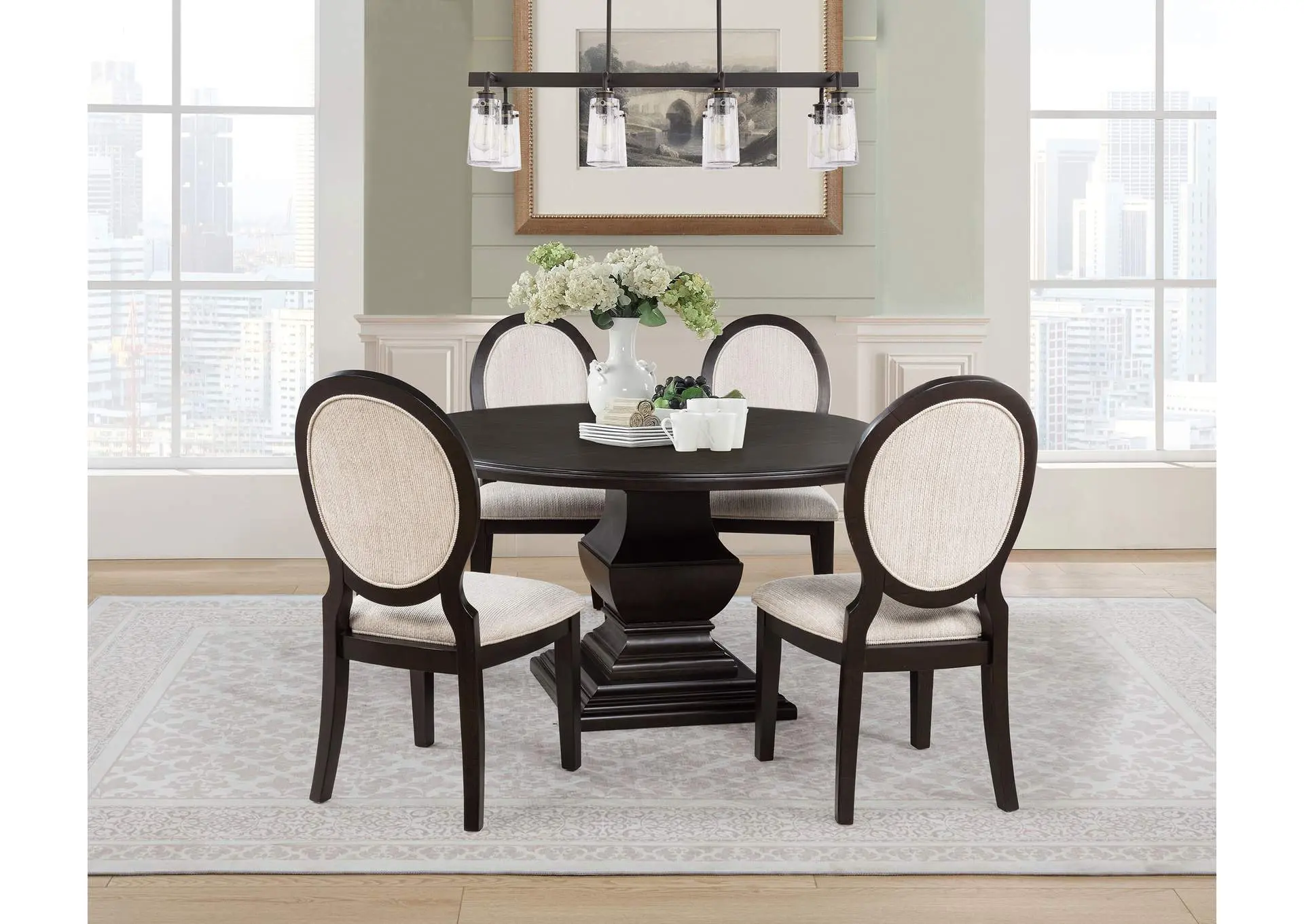 Twyla 5-piece Round Wood Dining Room Table Set Dark Cocoa