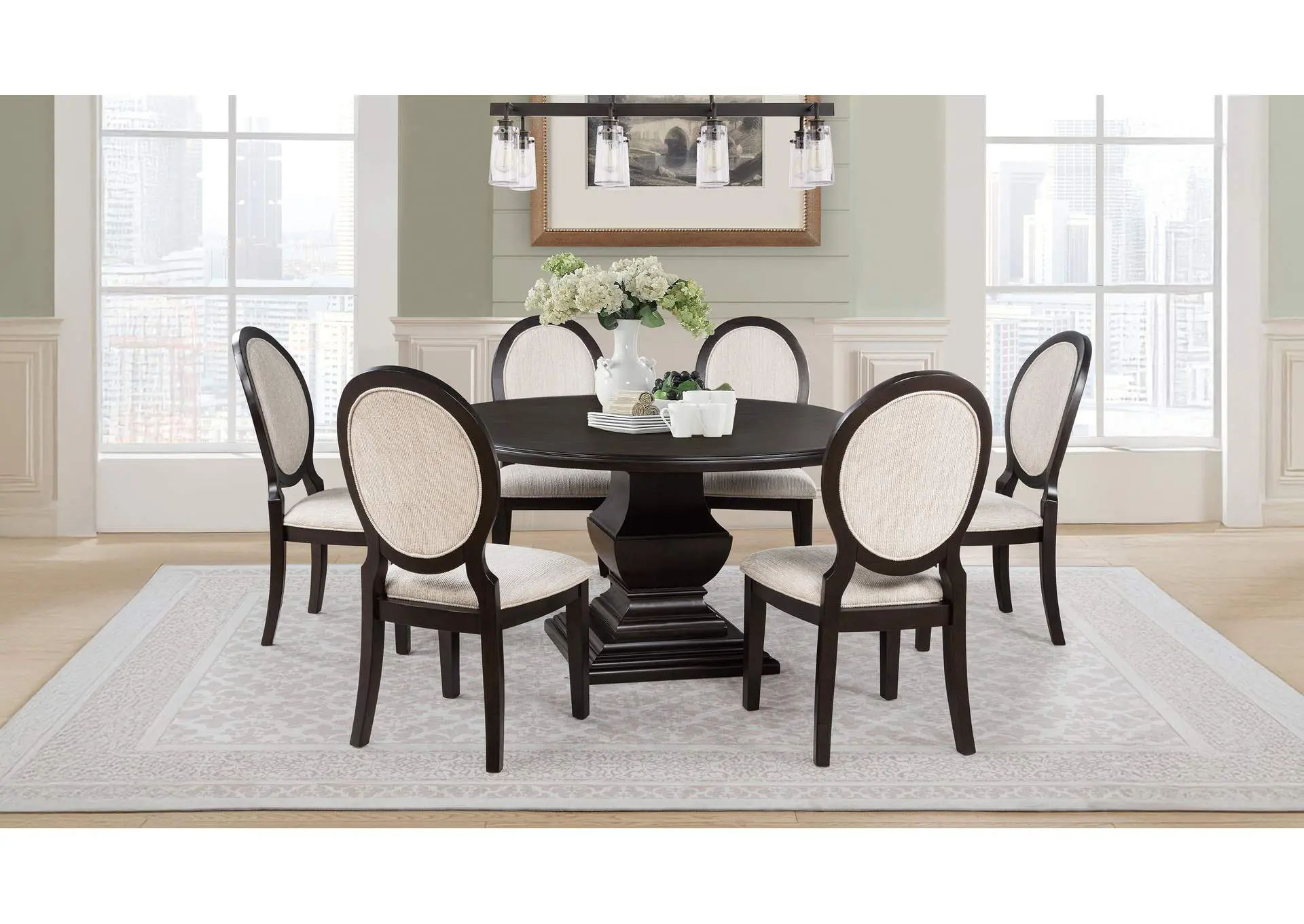 Twyla 7-piece Round Wood Dining Room Table Set Dark Cocoa