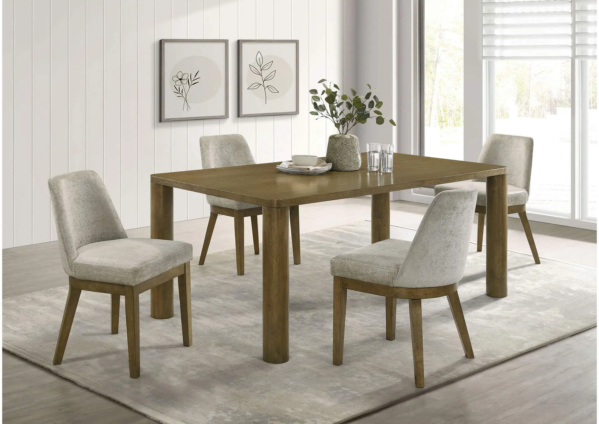Castlewood 5-piece 71-inch Rectangular Dining Set Brown Oak