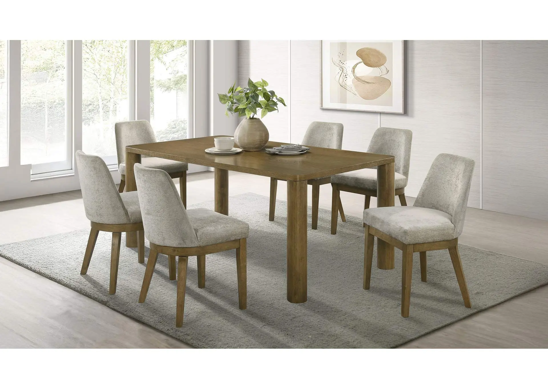 Castlewood 7-piece 71-inch Rectangular Dining Set Brown Oak