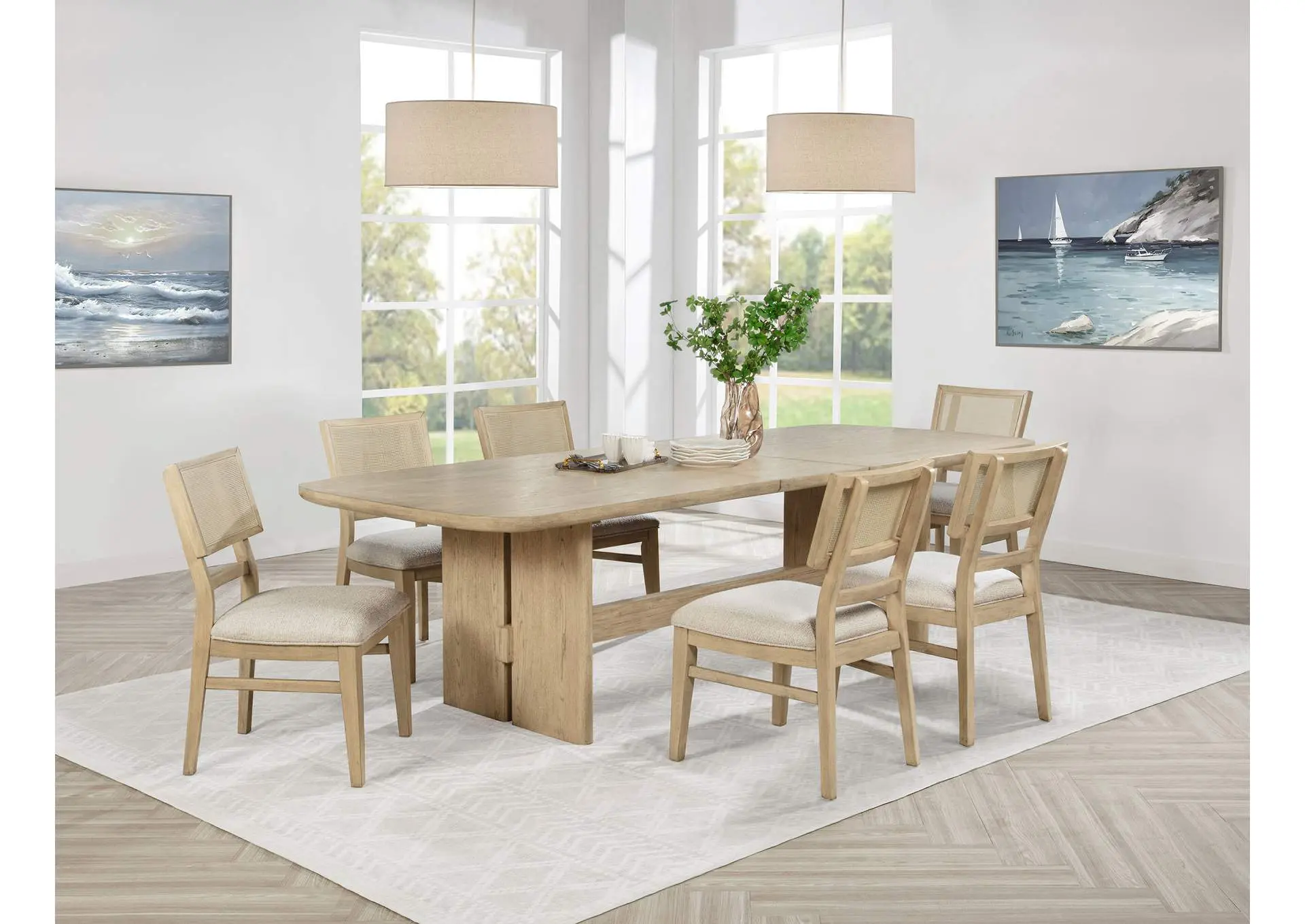 Kailani 7-piece Rectangular Wood Dining Table Set Beige Oak