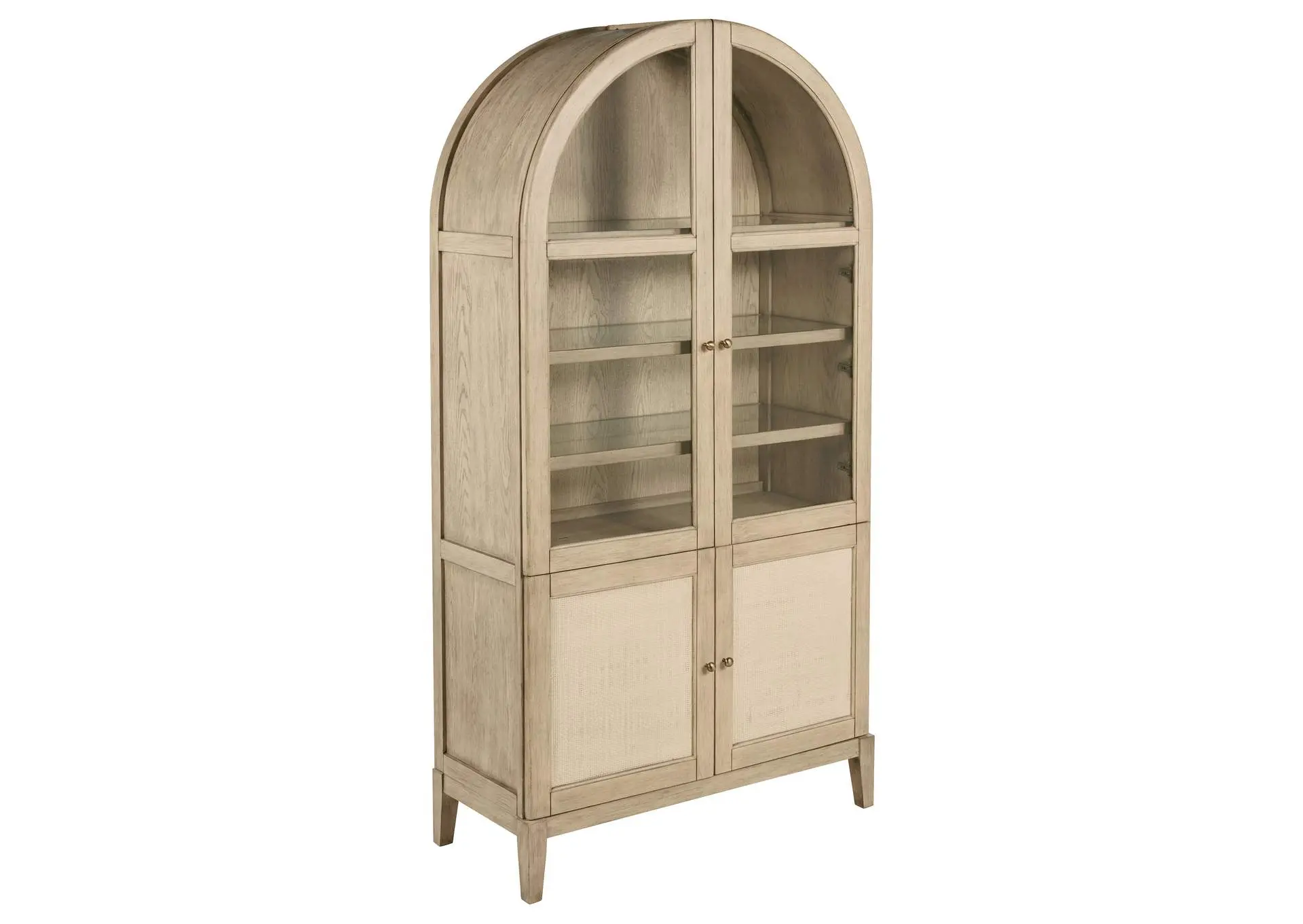 Kailani 4-Door Cane Dining Vitrine Display Cabinet Beige Oak
