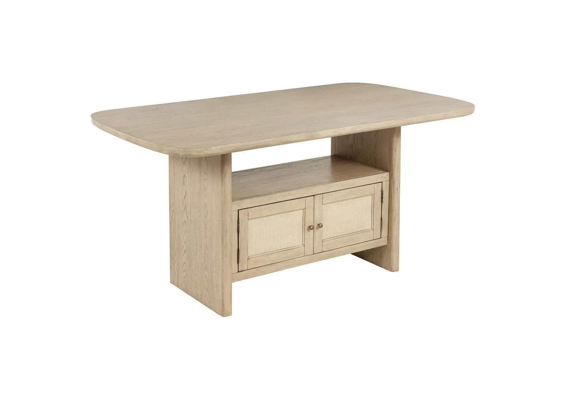 Kailani Cane Counter Height Storage Dining Table Beige Oak