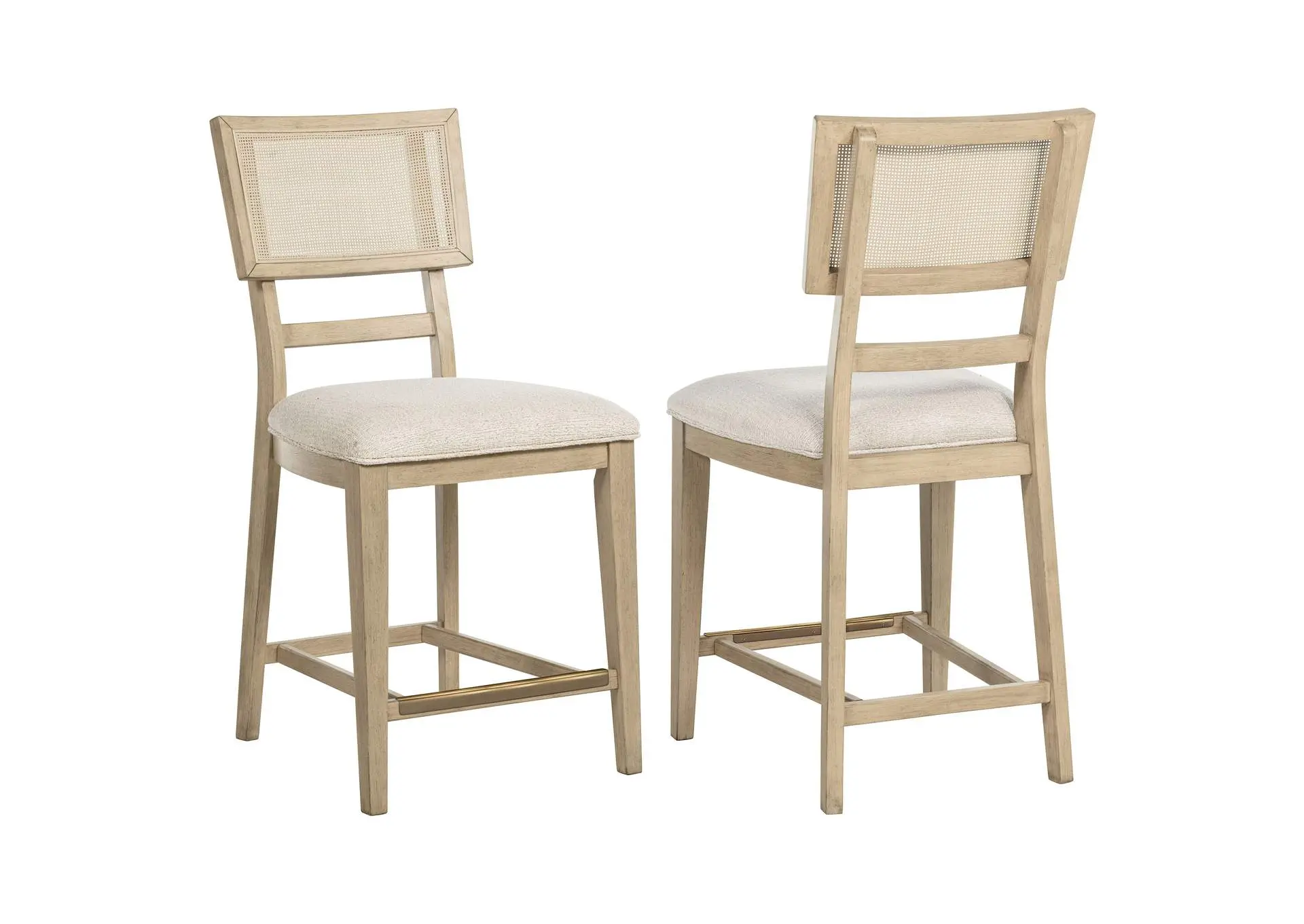 Kailani Rattan Cane Counter Side Chair Beige Oak (Set of 2)