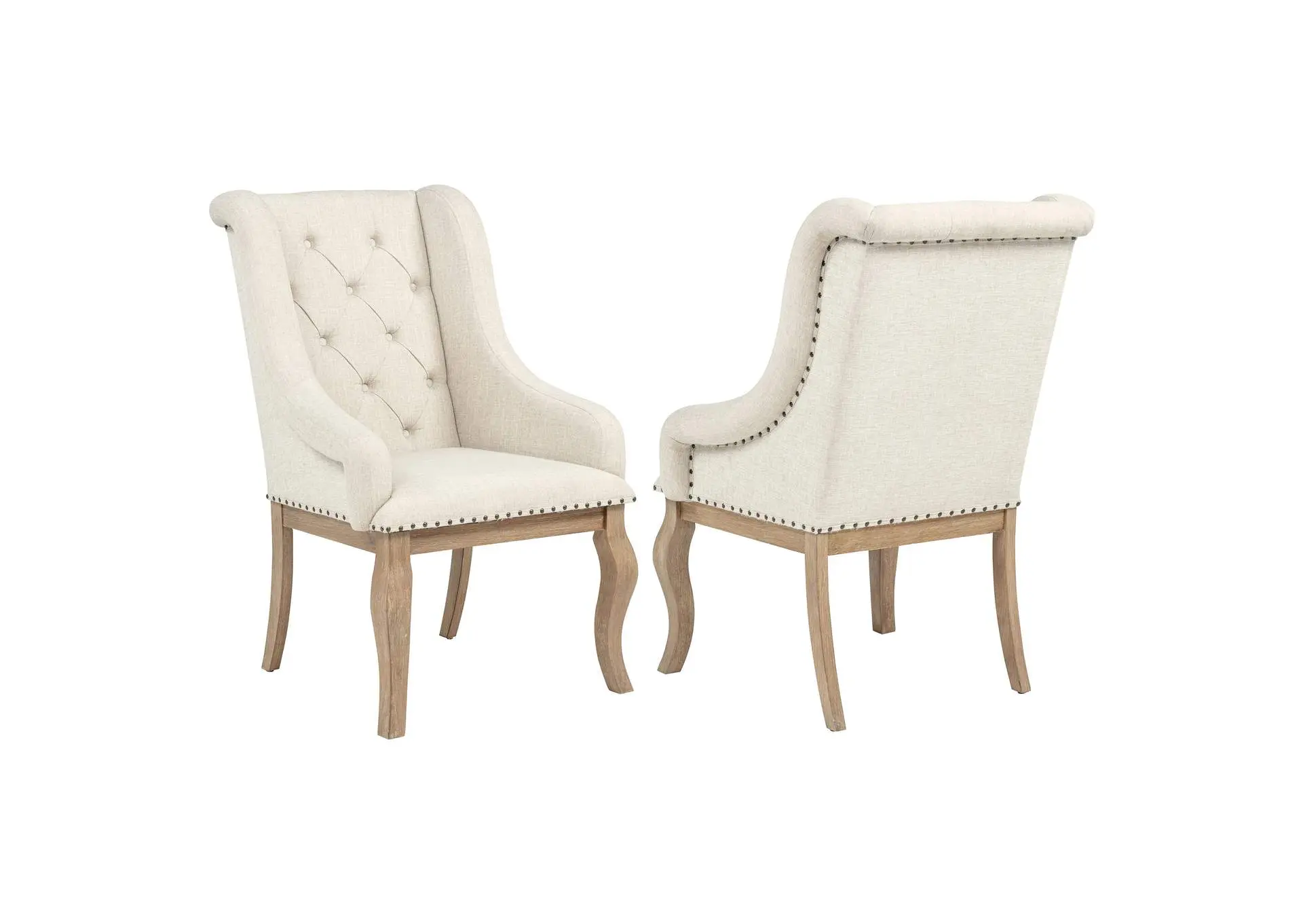 Brockway Upholstered Arm Chair Barley Brown (Set of 2)