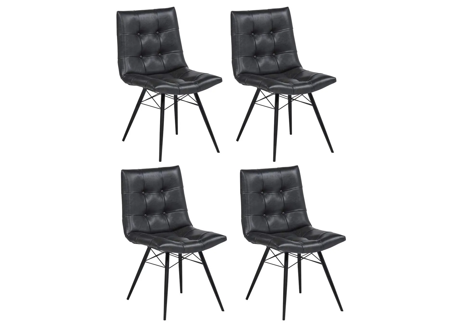 Aiken Faux Leather Upholstered Dining Side Chair Charcoal Grey (Set of 4)