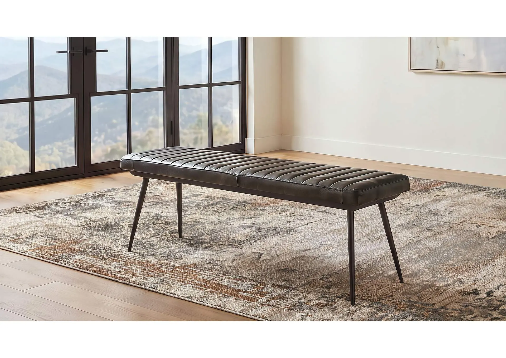 Misty Leather Upholstered Dining Bench Antique Espresso