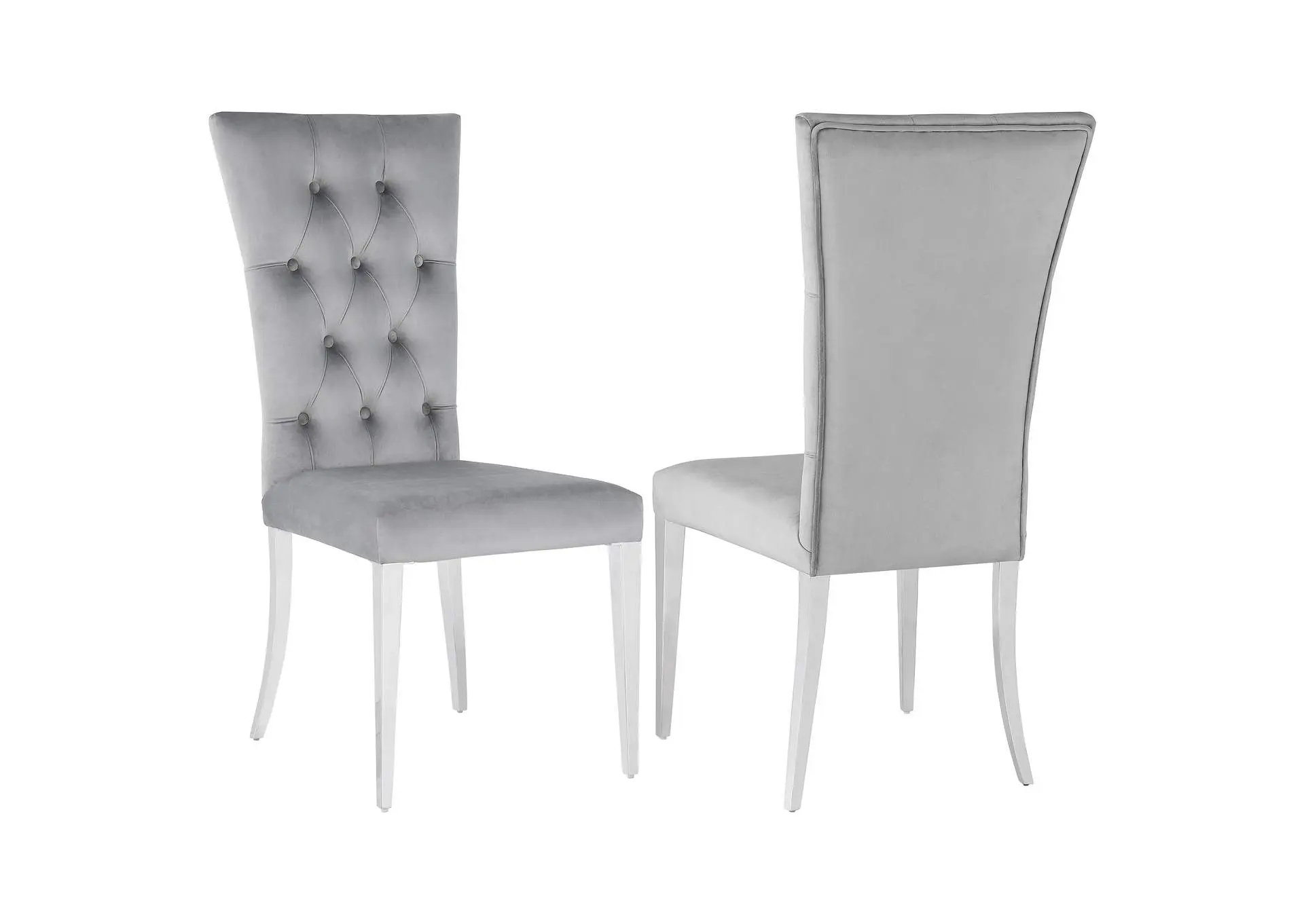 Kerwin Velvet Upholstered Dining Side Chair Grey (Set of 2)