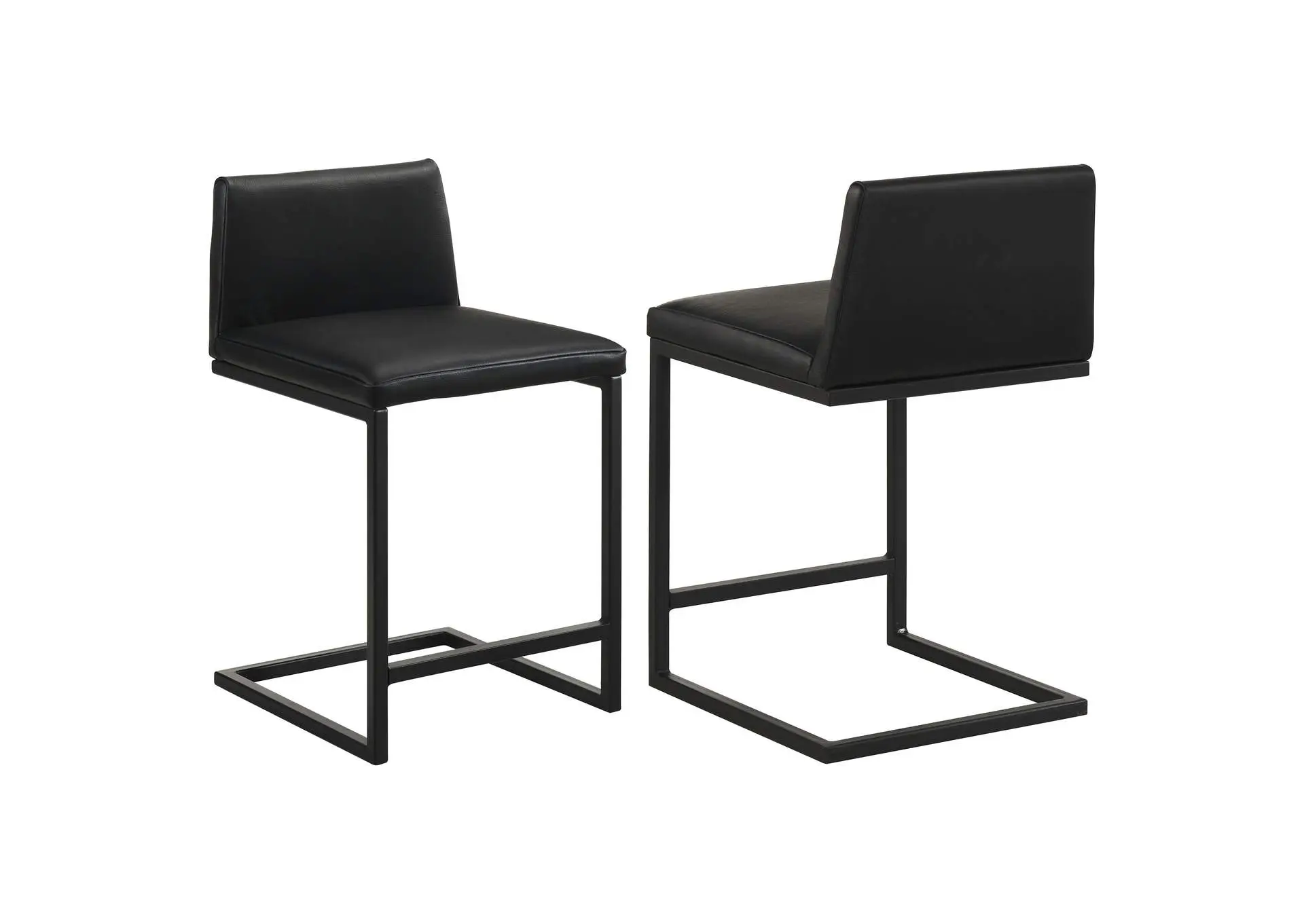 Vardon Genuine Leather Counter Height Chair Black (Set of 2)