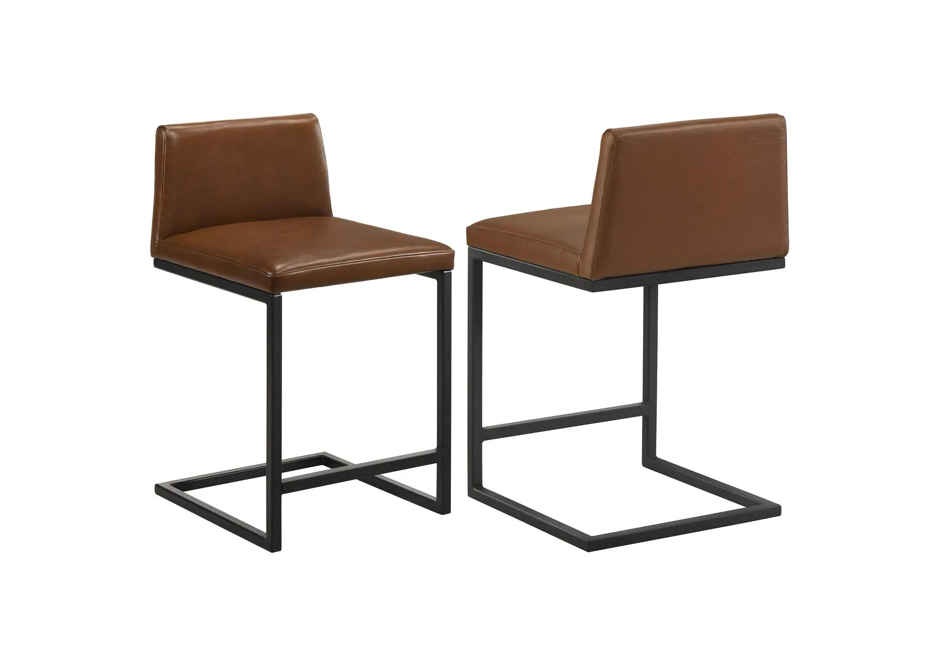 Vardon Genuine Leather Counter Height Chair Dark Brown (Set of 2)