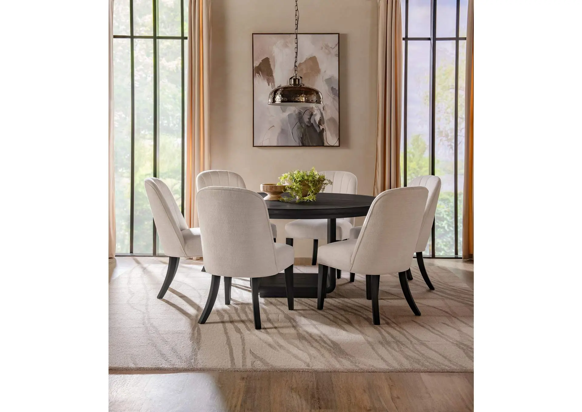 Leandro 7-piece Round Dining Table Set Burnished Black