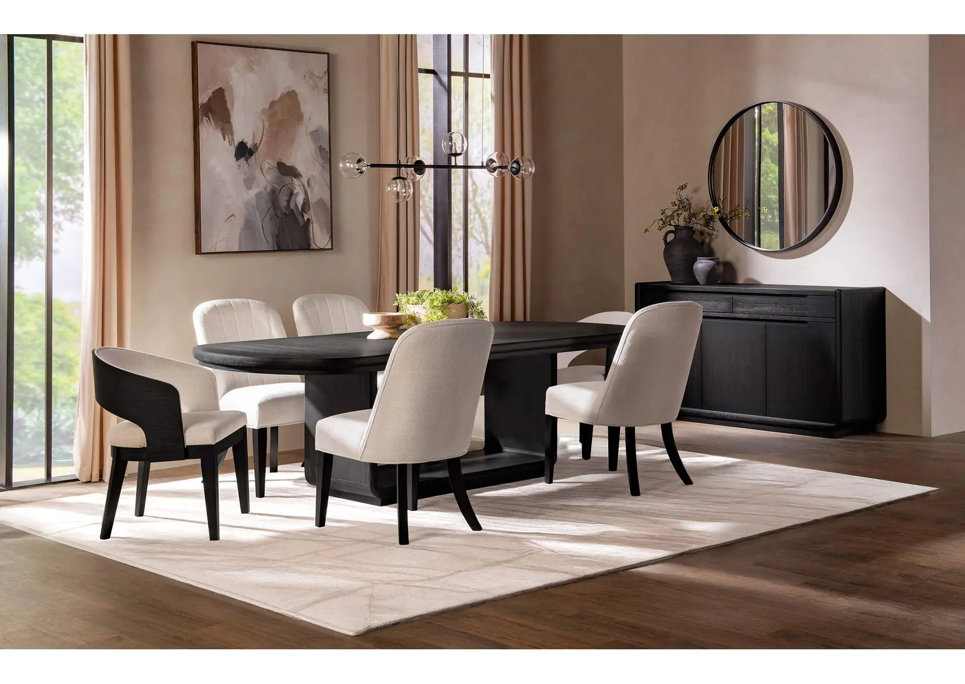 Leandro 7-piece Rectangular Dining Table Set Burnished Black