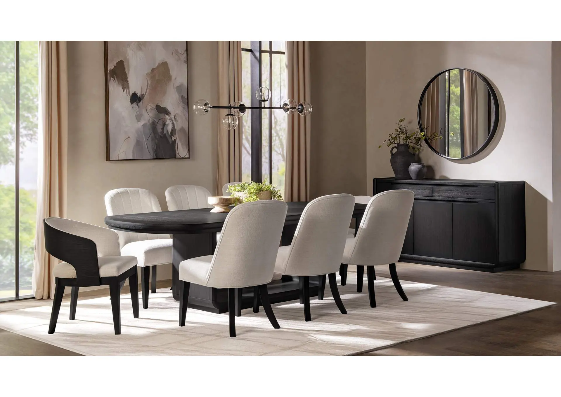 Leandro 9-piece Rectangular Dining Table Set Burnished Black