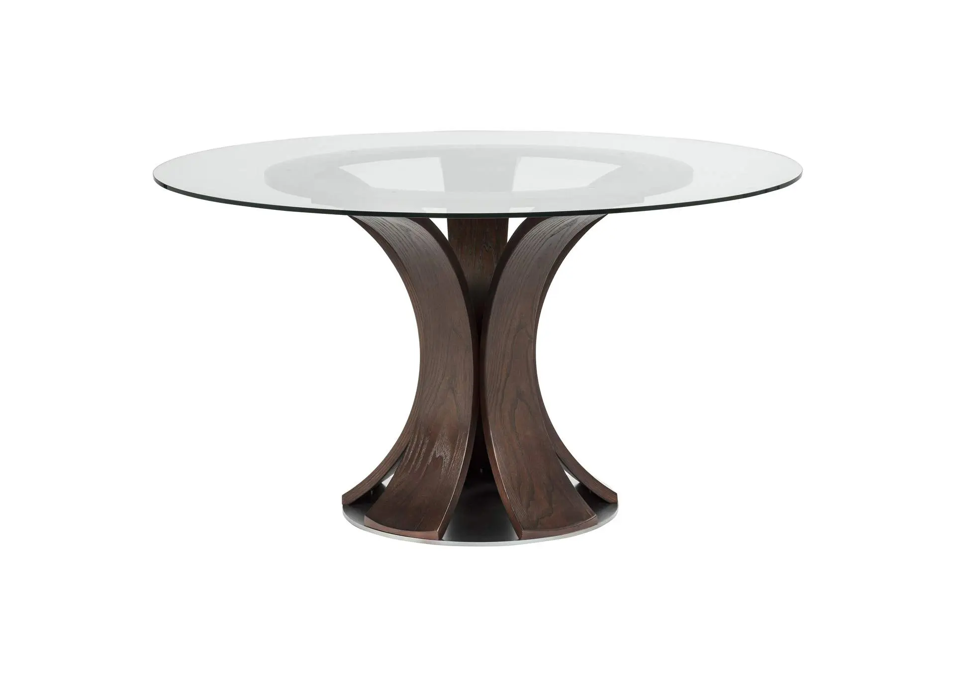 Naser 48-inch Round Glass Top Dining Table Dark Walnut