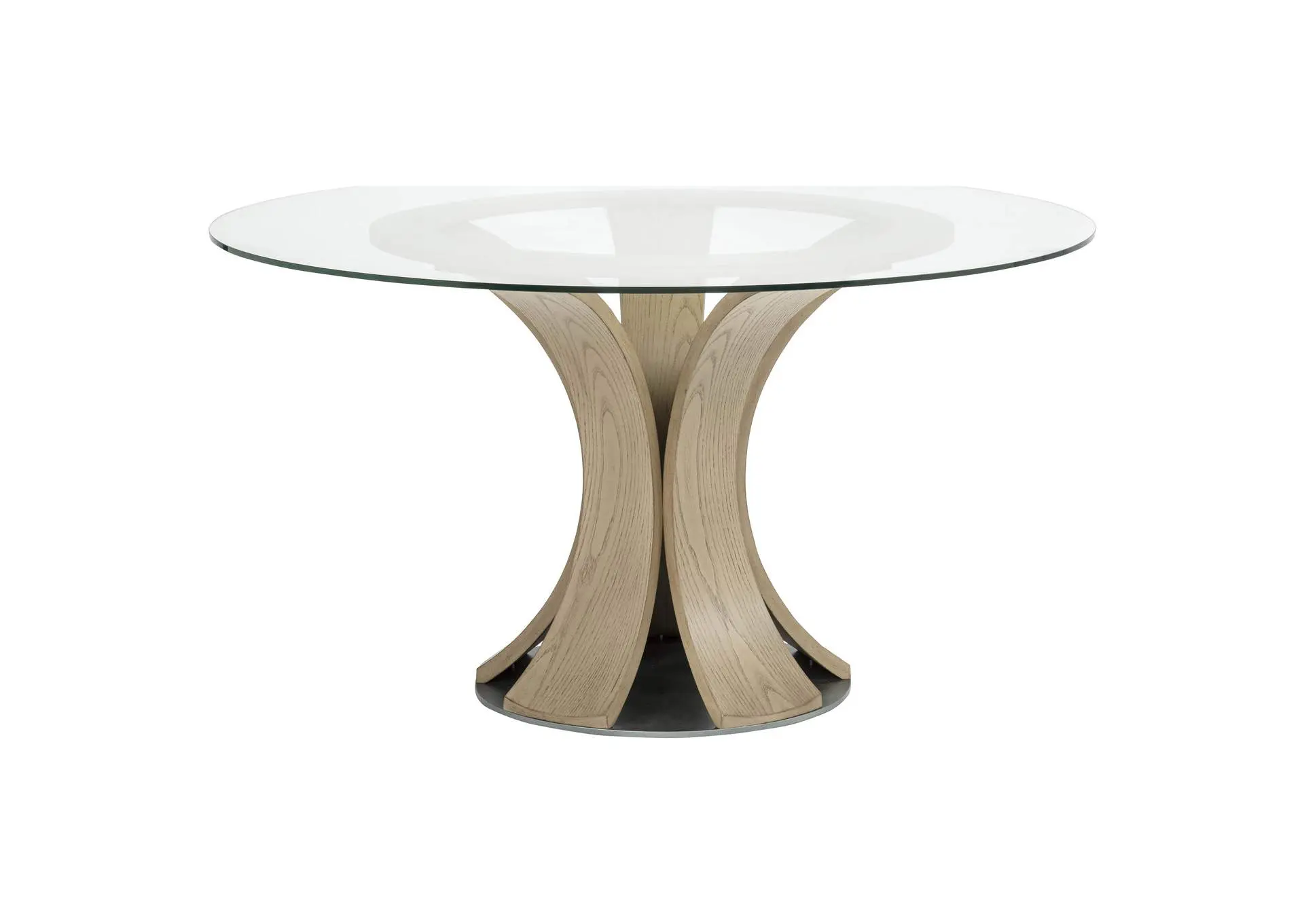 Naser 48-inch Round Glass Top Dining Table Light Oak