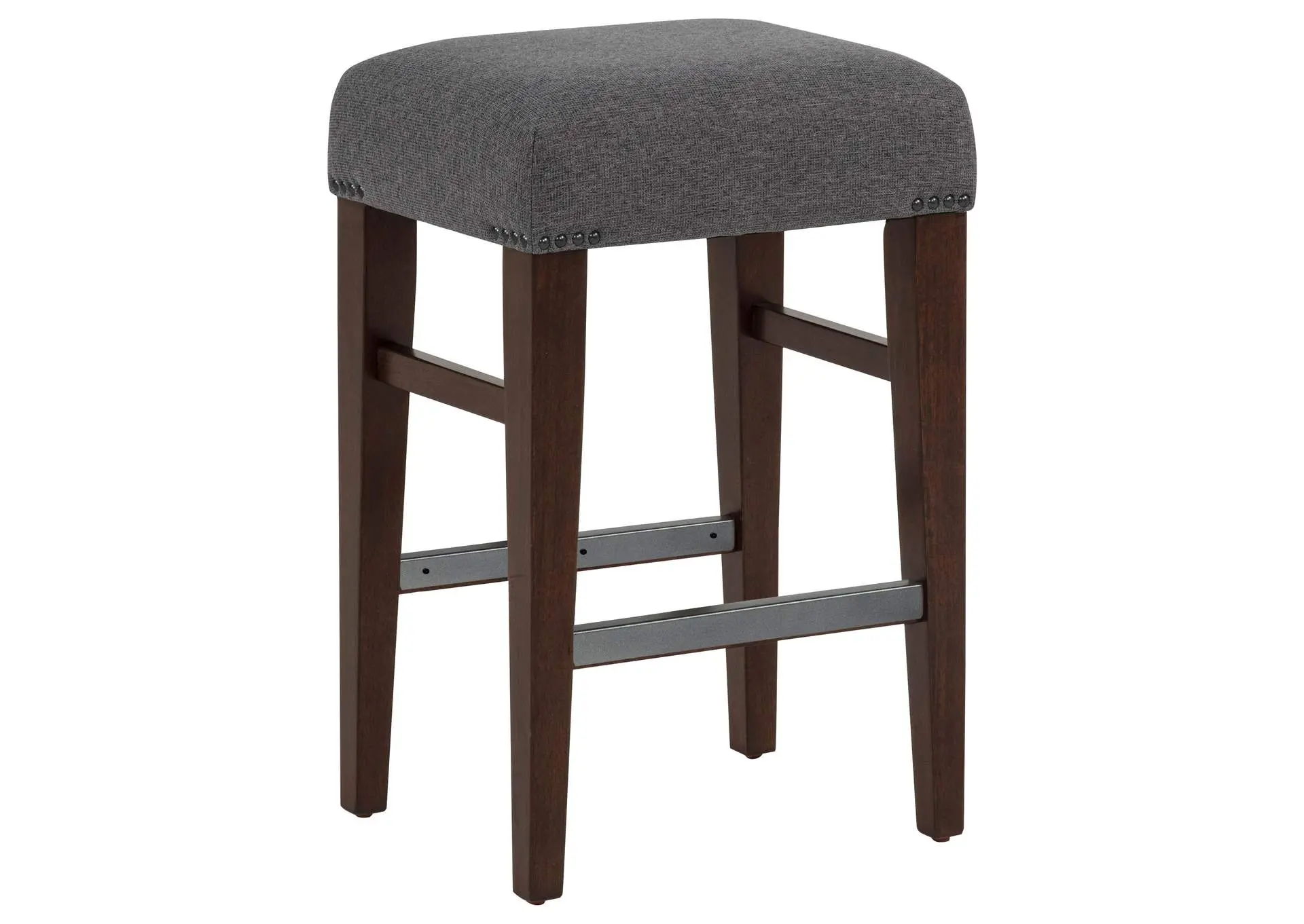 Naser Upholstered Counter Stool Grey and Dark Walnut (Set of 2)