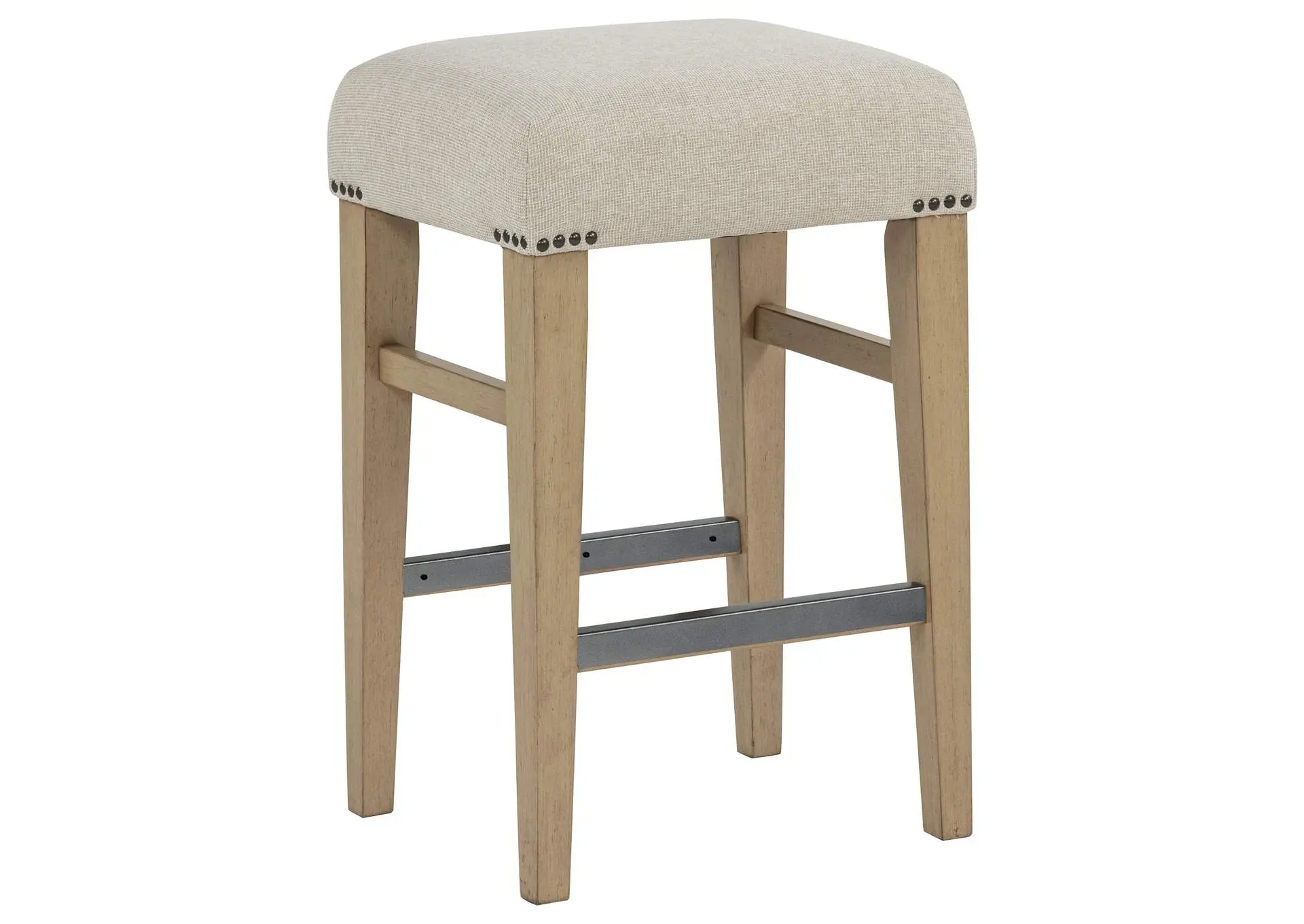 Naser Upholstered Counter Stool Beige and Light Oak (Set of 2)