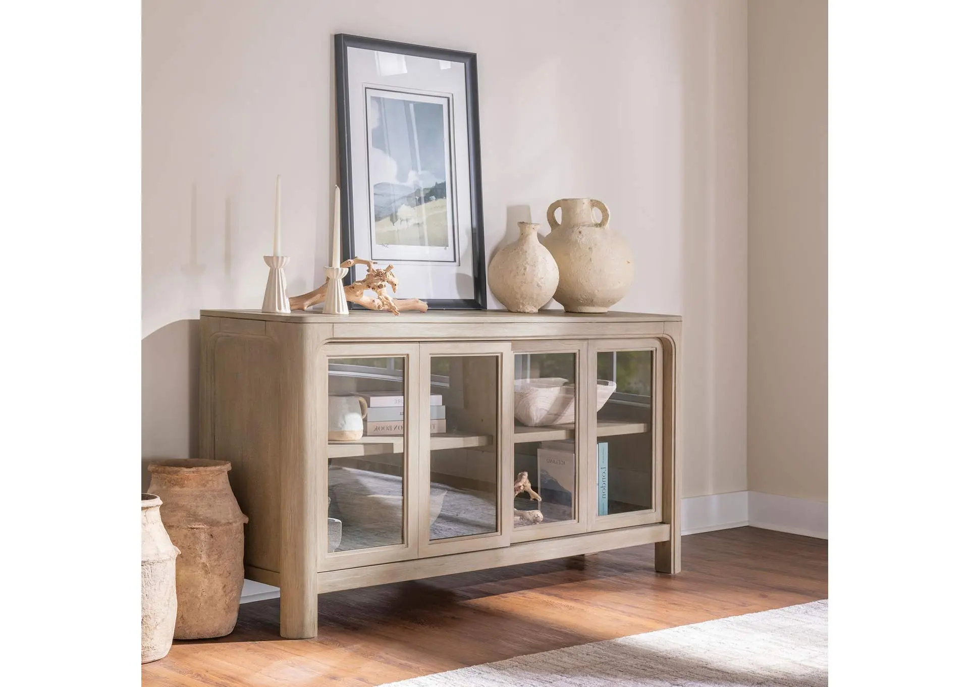 Solano Sliding Door Dining Sideboard Server Weathered Mango — view 2