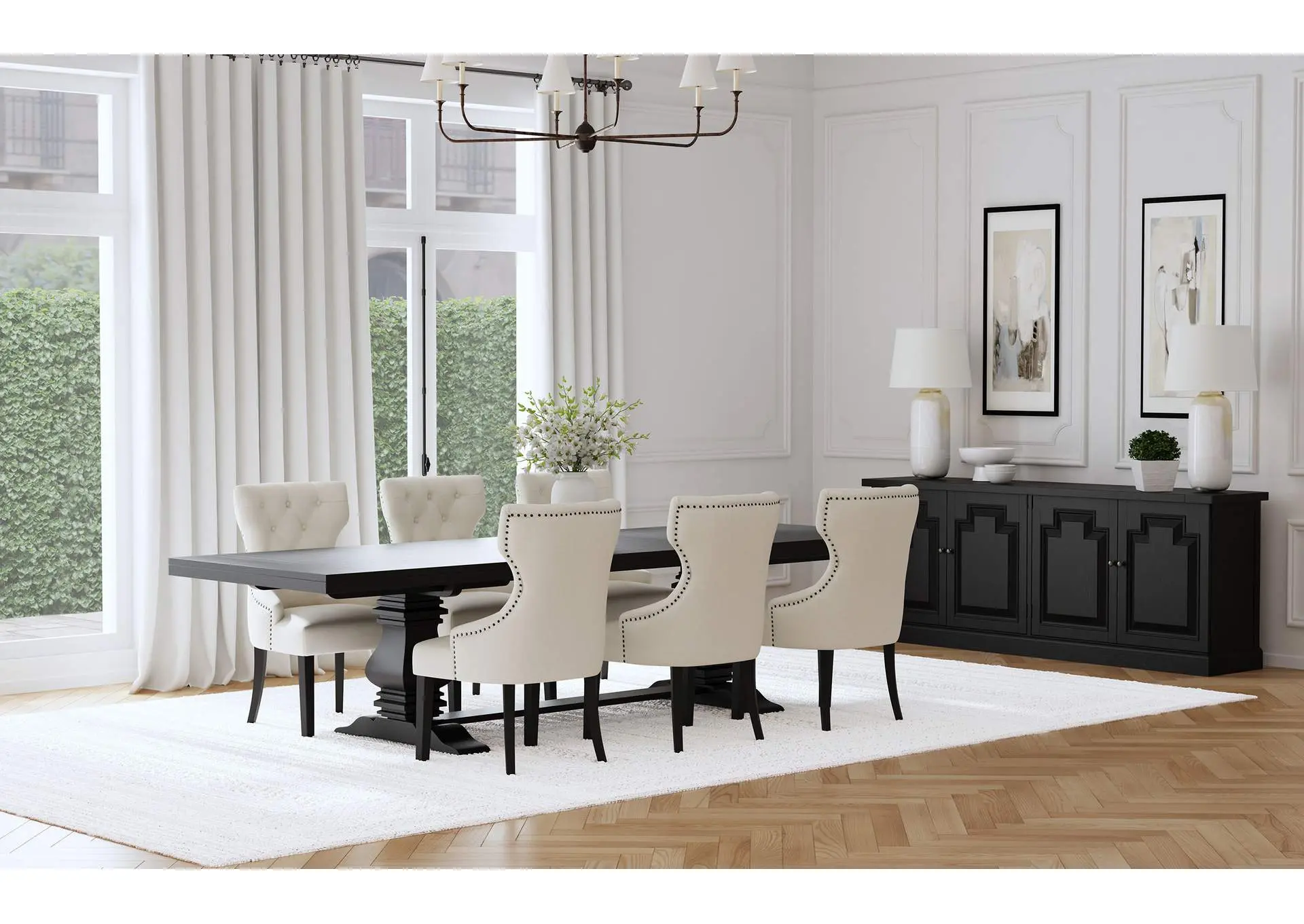 Florence 7-piece 126-inch Extension Dining Table Set Distressed Black