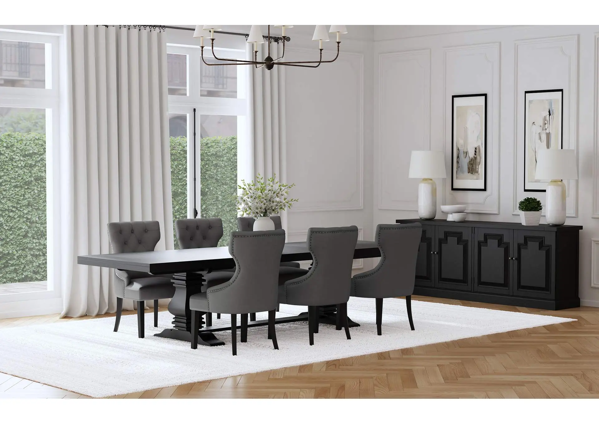 Florence 7-piece 126-inch Extension Dining Table Set Grey