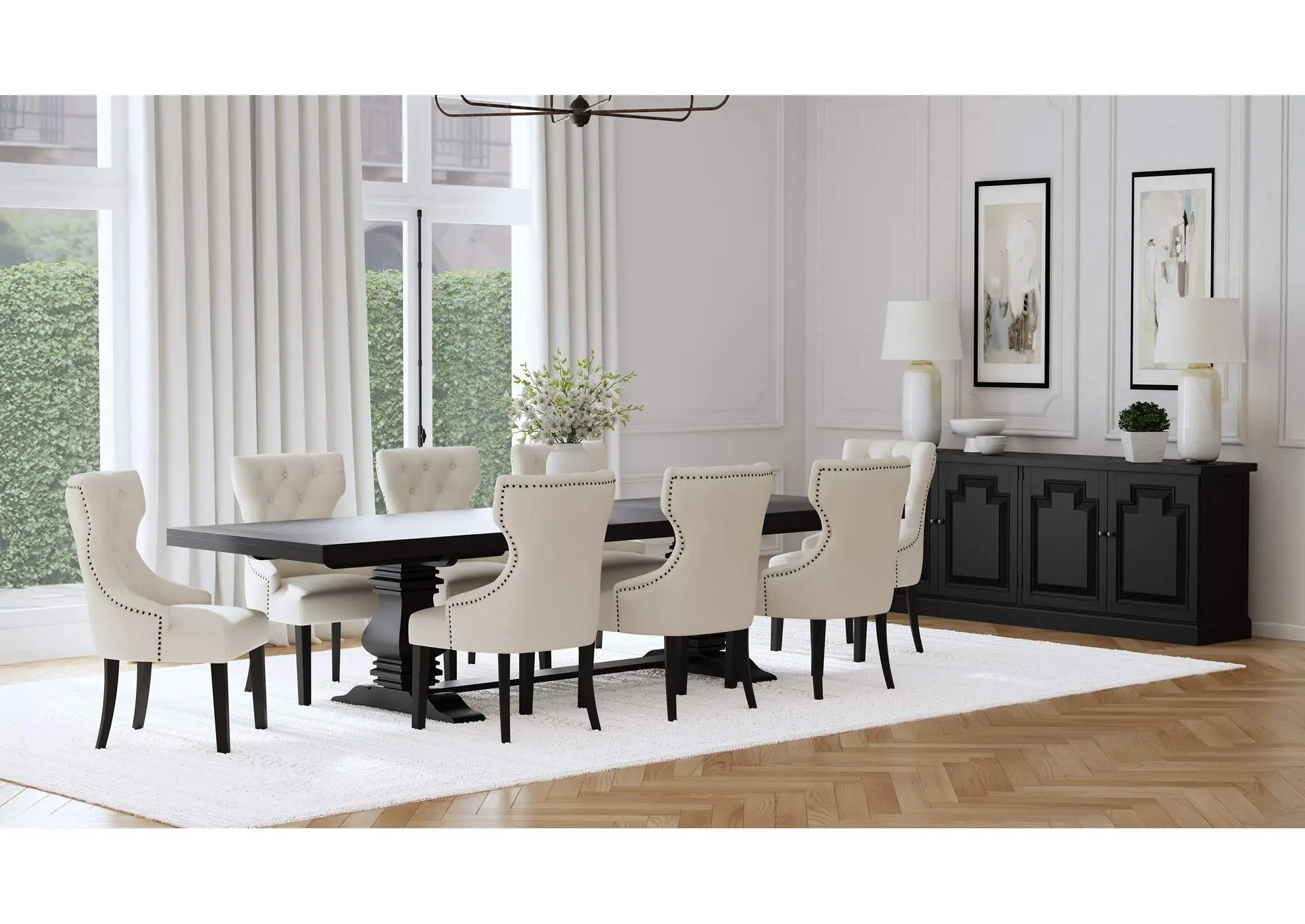 Florence 9-piece 126-inch Extension Dining Table Set Distressed Black
